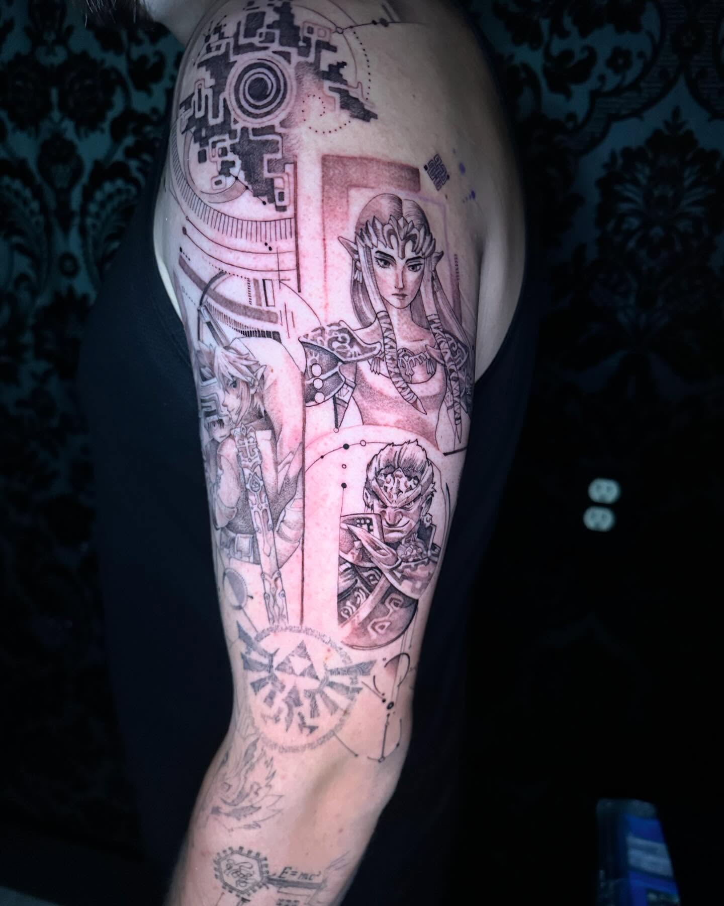 Legendary hero illustrative tattoo on the forearm by Cassandra Rasper-Beard