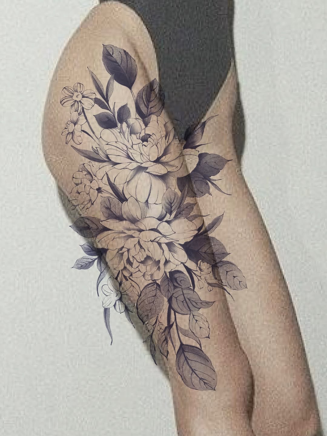 Floral arrangement sketch tattoo on the forearm by Jinz