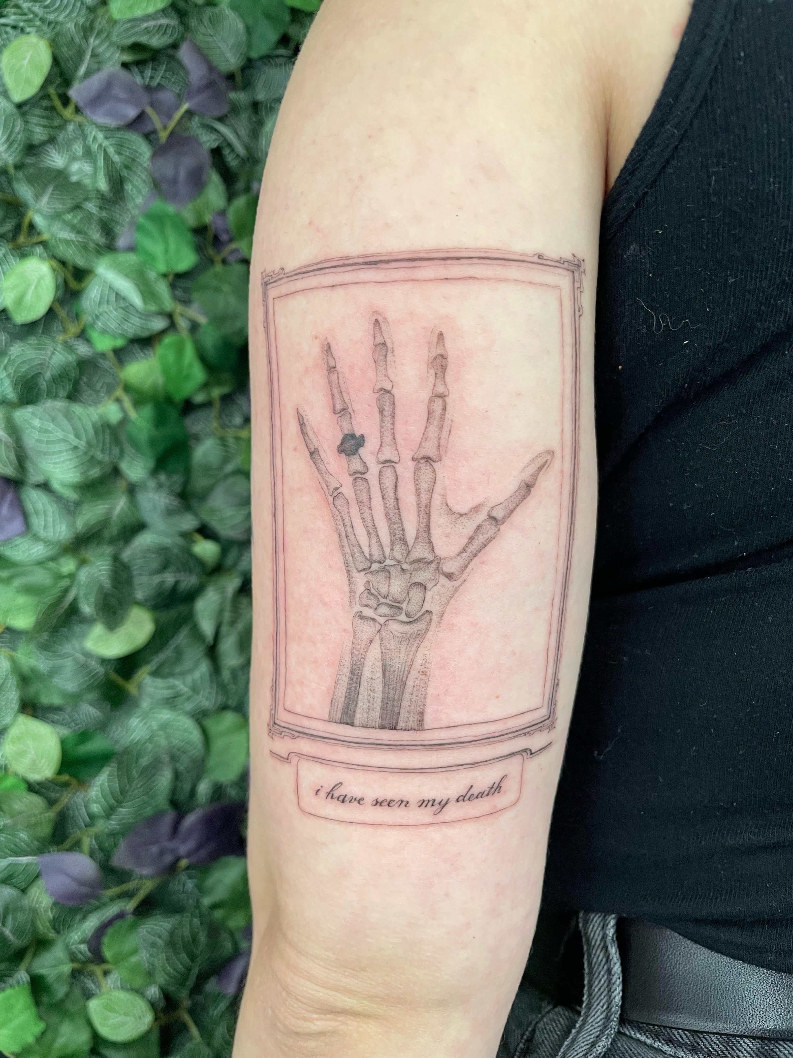 Tattoo by @pineneedlestattoo — black_and_grey