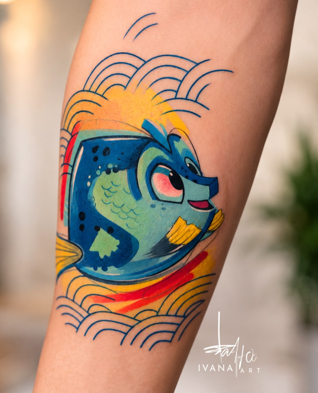Fish American traditional tattoo on the forearm by Ivana Belakova
