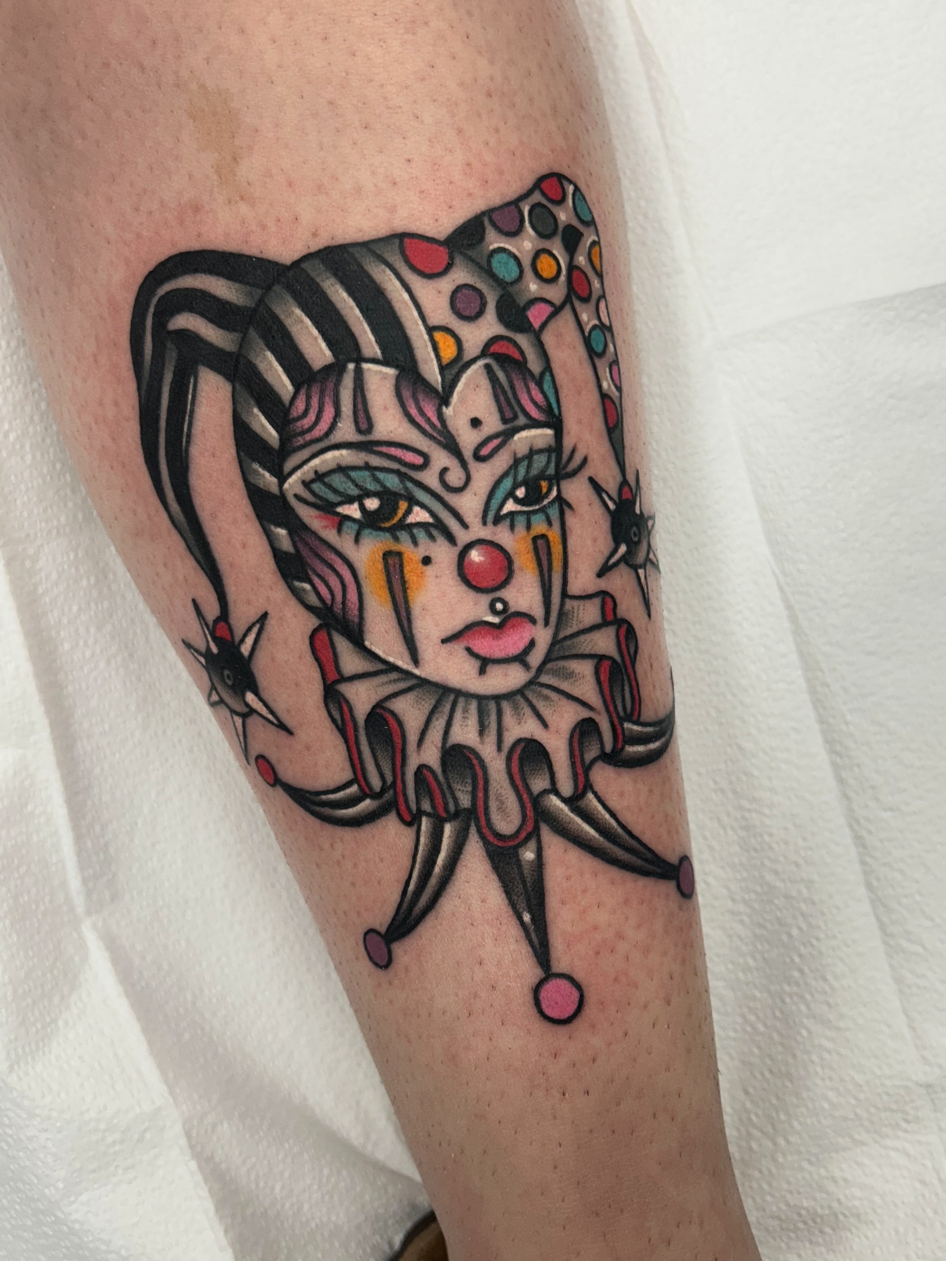 Clown American traditional tattoo on the forearm by ๐๐ข๐ฉ๐๐ซ๐ฆ๐ข ๐๐ฌ๐ซ๐ก๐๐ถ๐ฆ
โจ