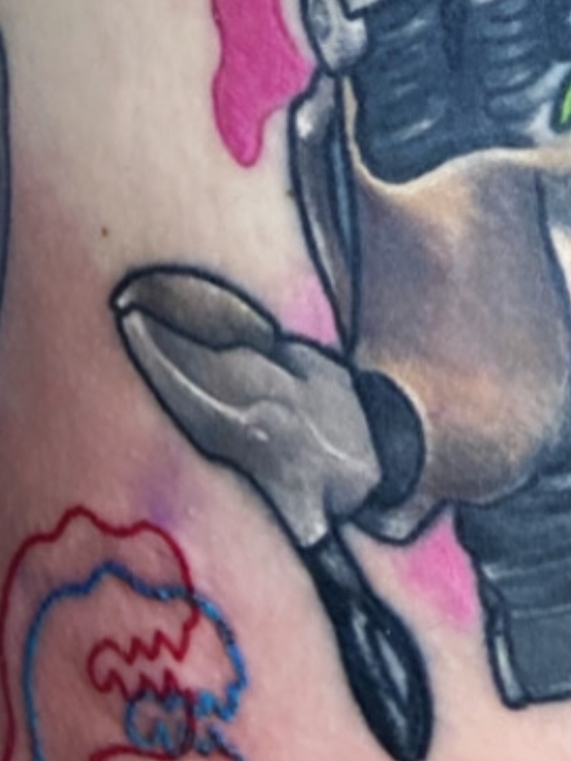 Whale American traditional tattoo on the forearm by San Diego Tattoo Artist
