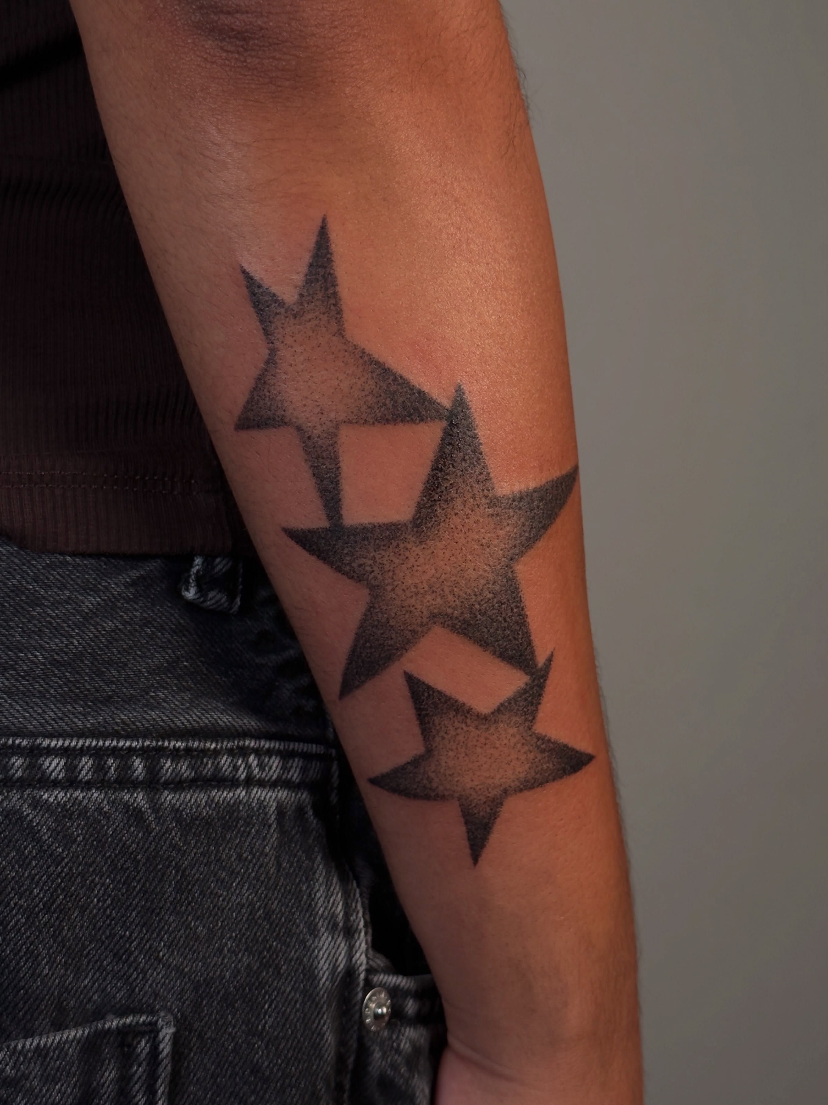 Stars dotwork tattoo on the forearm by šianca٠࣪ā
