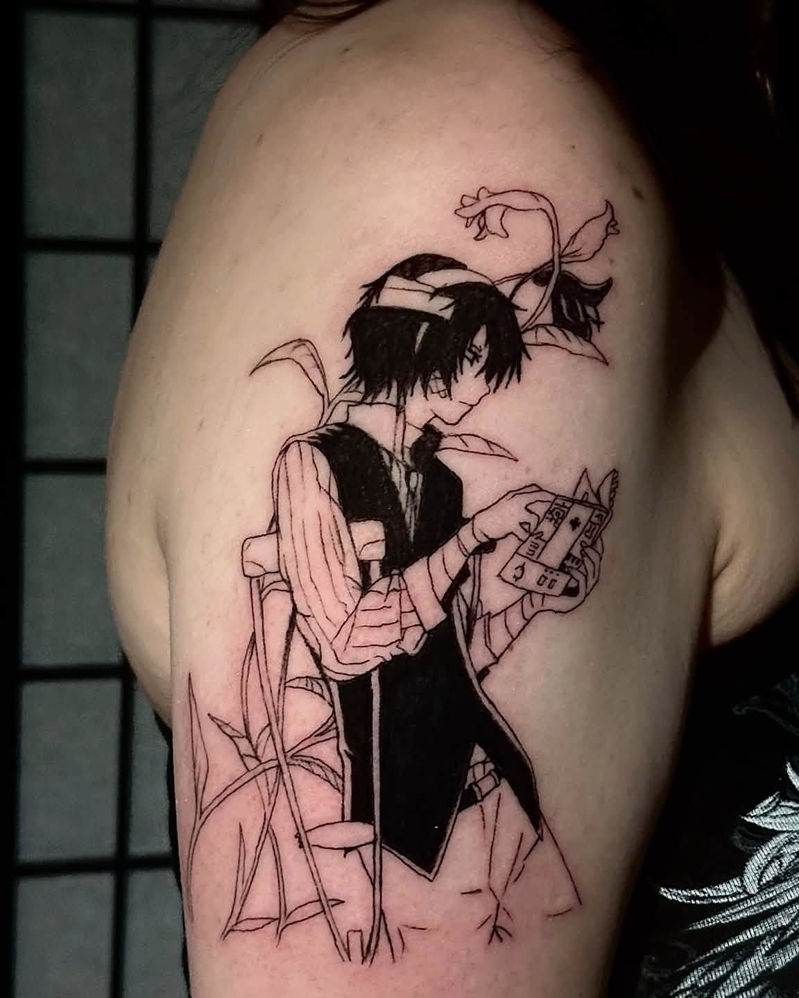 Tattoo by @permagrafix — anime, black_and_grey