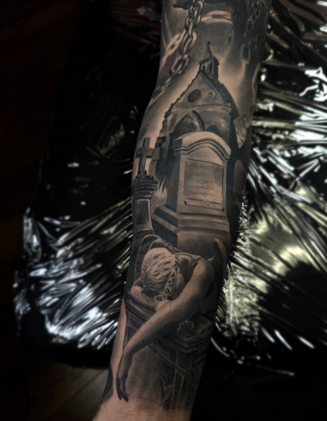 Tattoo by @gabpolflit_tattooartist — realism, black_and_grey