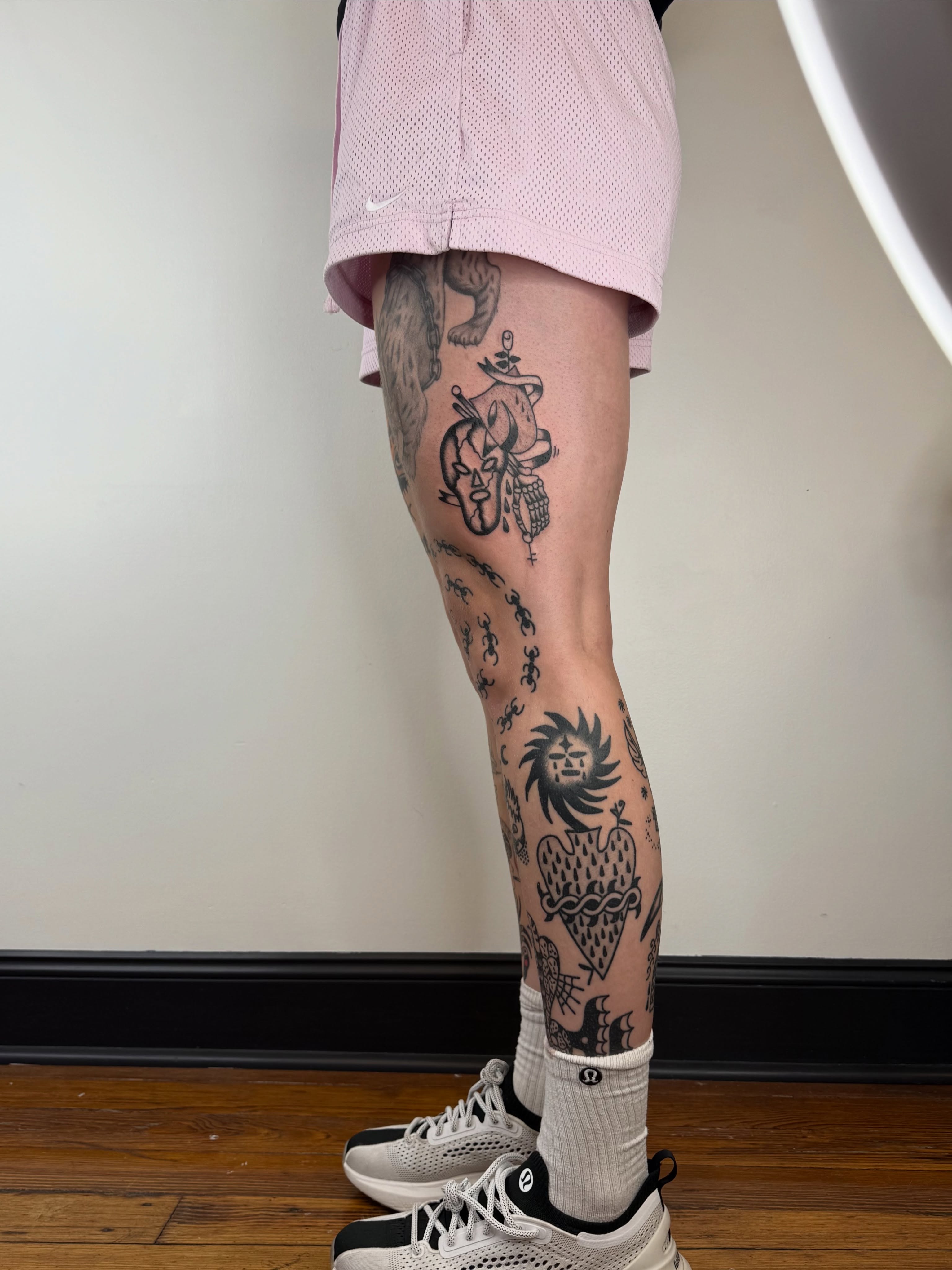 Leg tattoo black and grey tattoo on the leg by Roman