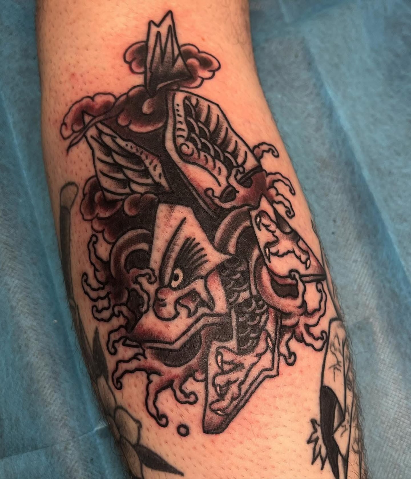 Dragon japanese irezumi tattoo on the forearm by Arron Albaugh
