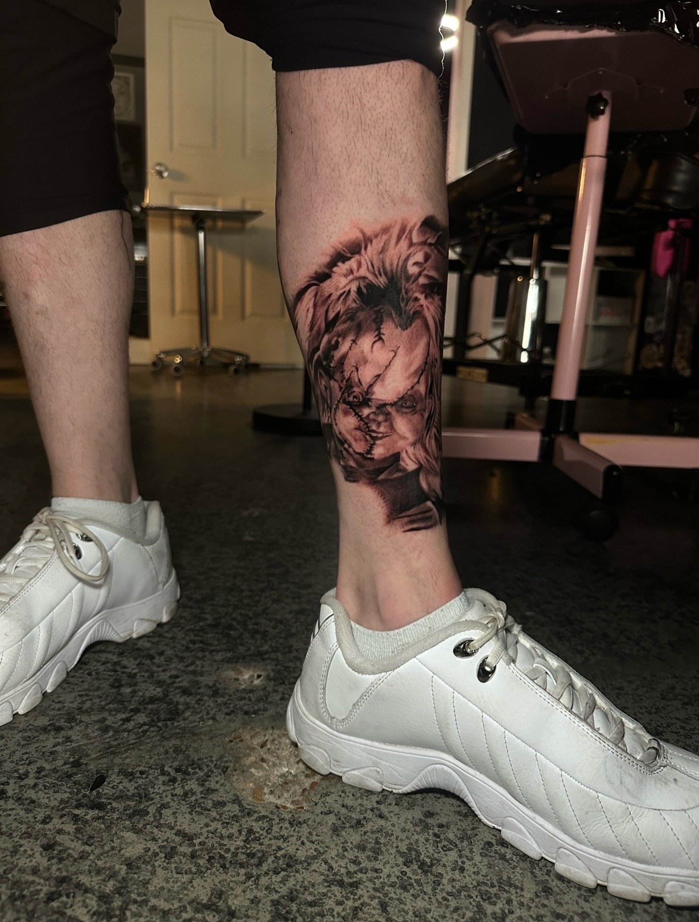 Lion realism tattoo on the calf by Elizabeth’s Eclectic Tattoos