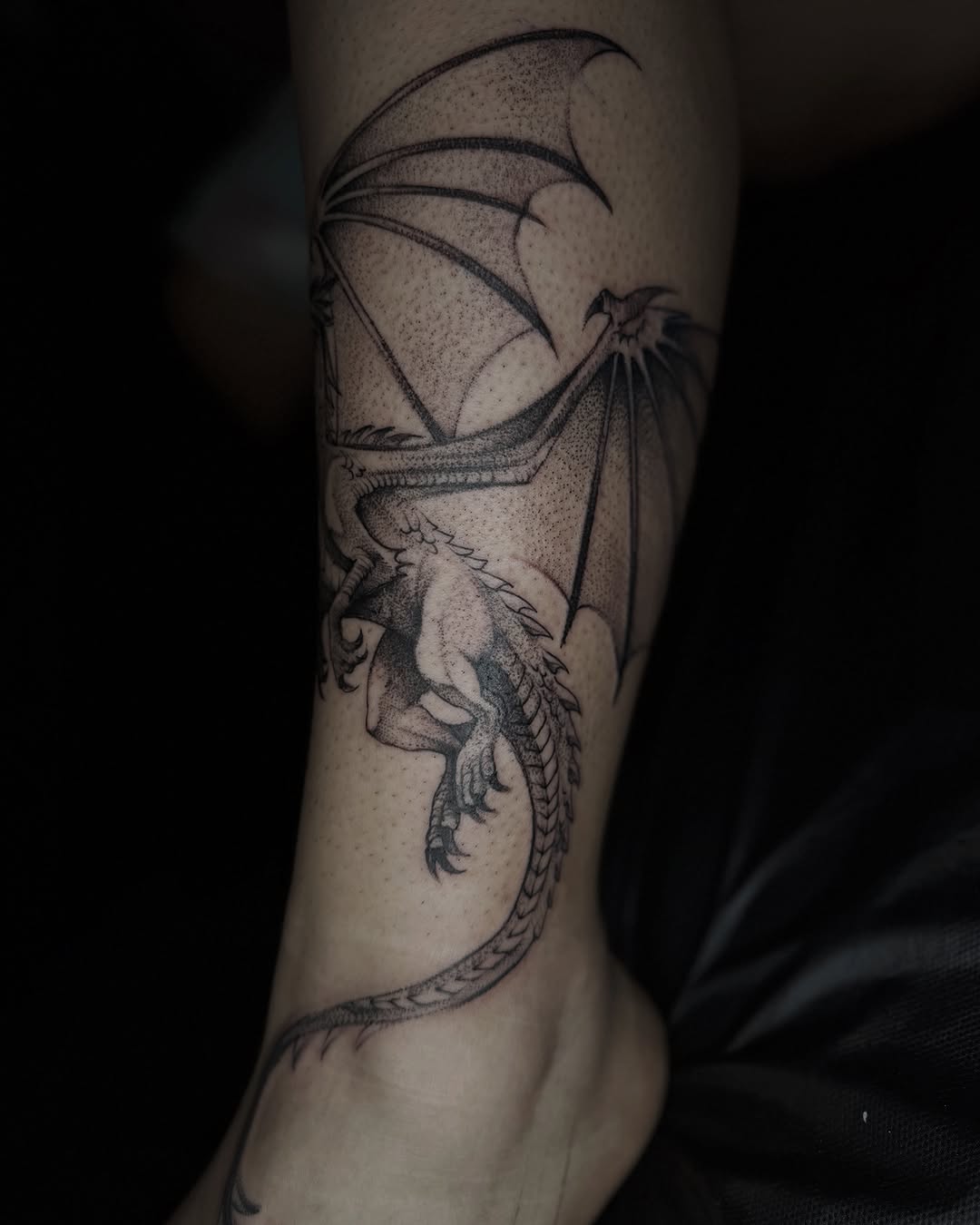 Dragon dotwork tattoo on the forearm by 💞Juju💕