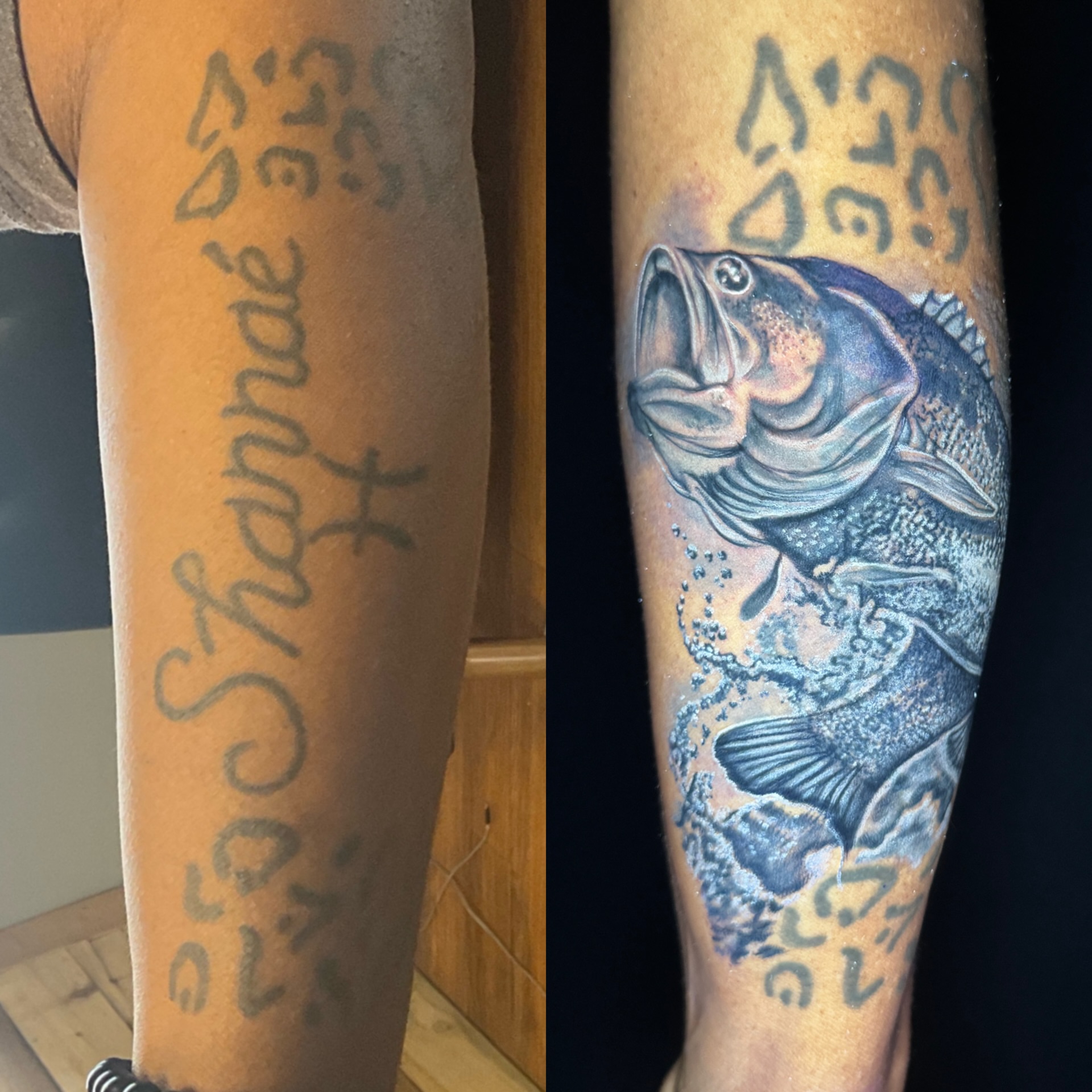 Fish realism tattoo on the forearm by Shane Fowler, Massillon, Ohio