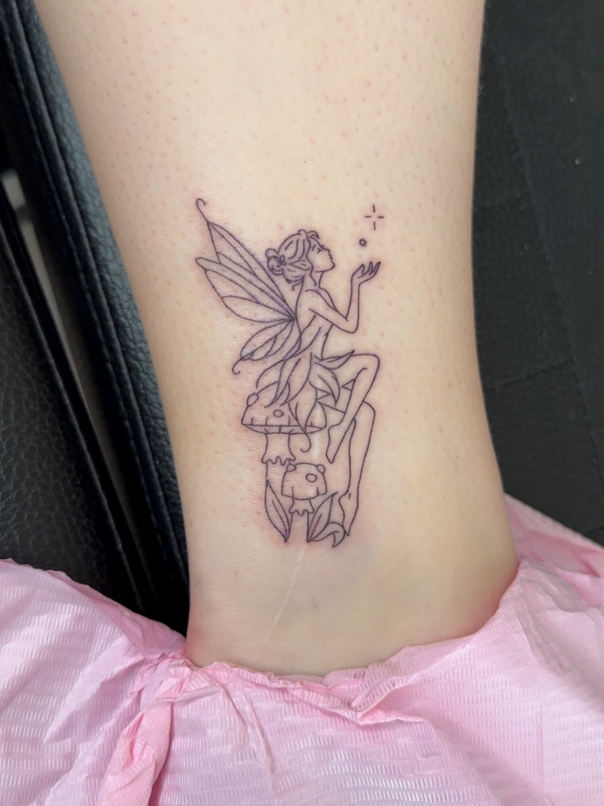 Fairy fine line tattoo on the forearm by NuNu