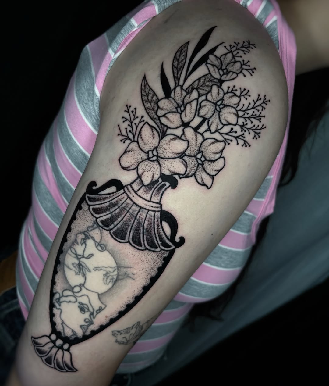 Tattoo by @call.me.crybabyy — dotwork, black_and_grey