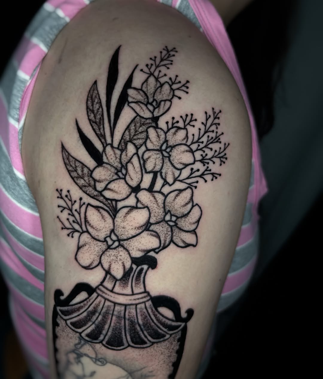 Tattoo by @call.me.crybabyy — dotwork, black_and_grey