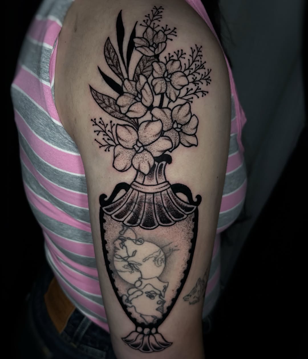 Tattoo by @call.me.crybabyy — dotwork, black_and_grey