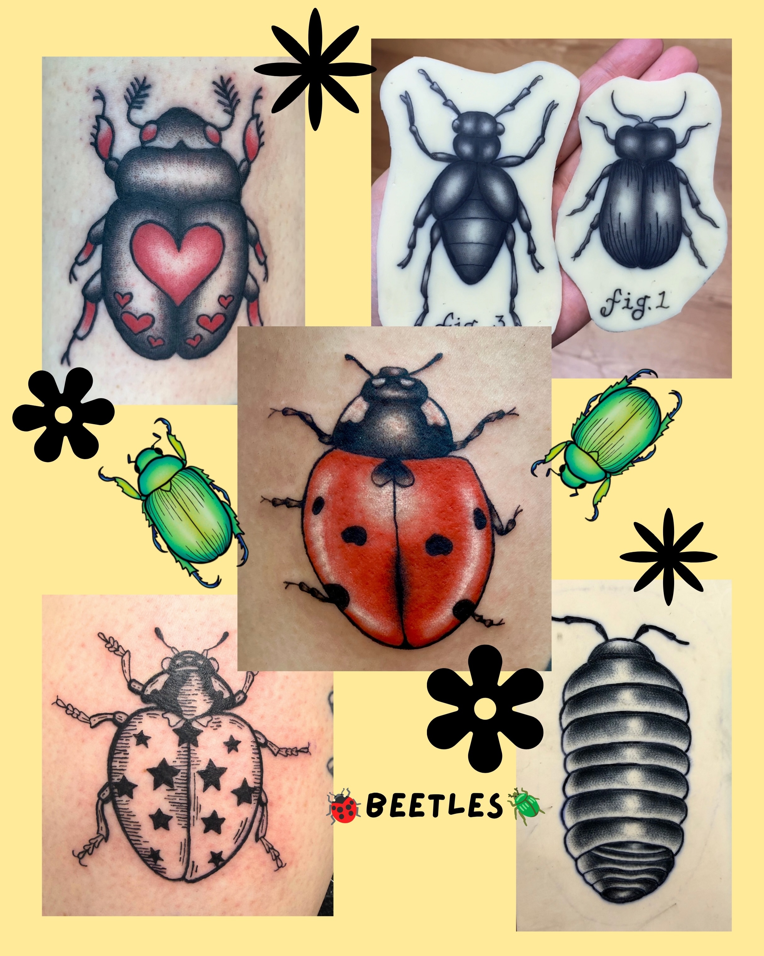 Beetles realism tattoo by Laura🦋