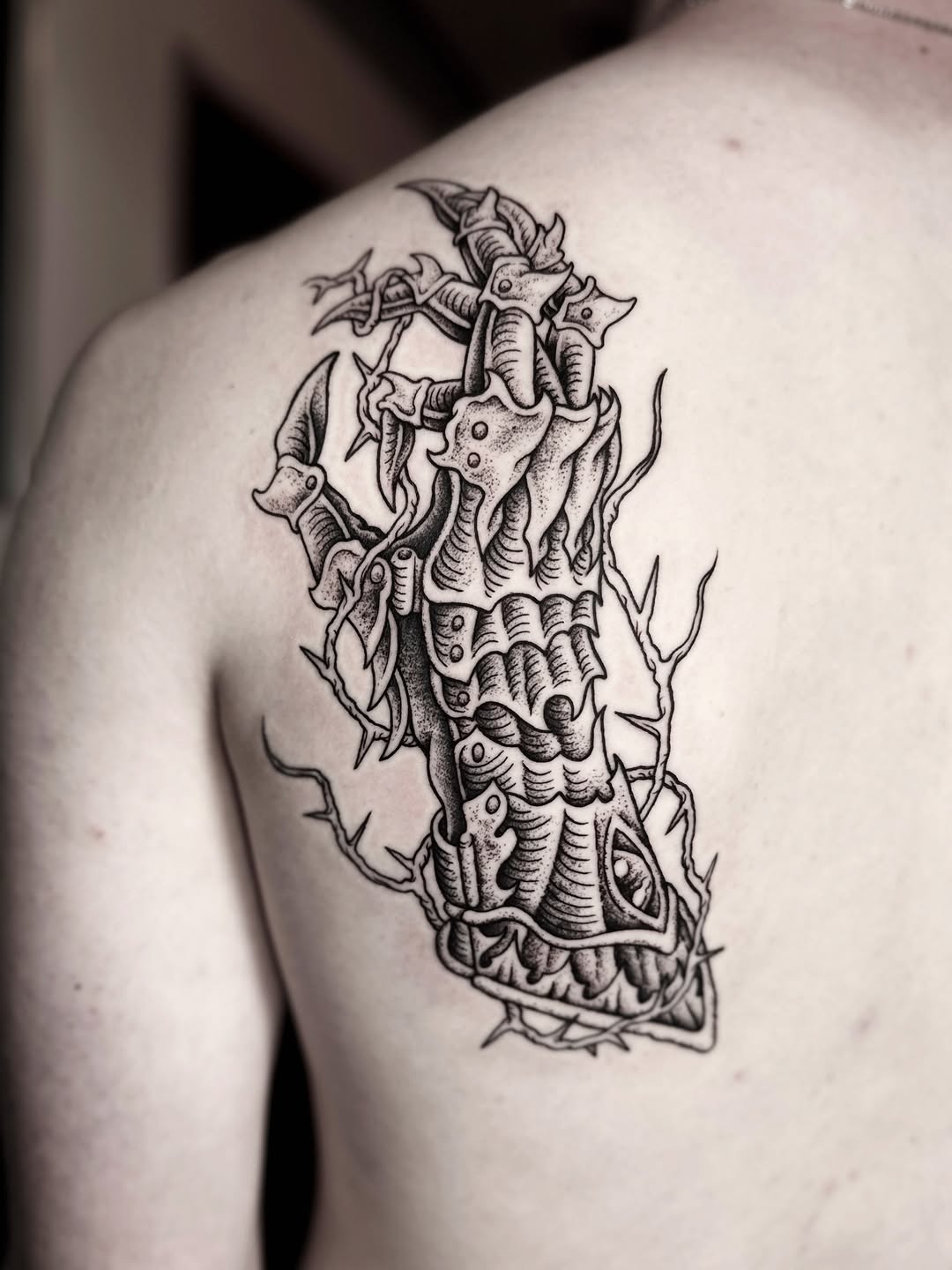 Tattoo by @sashawoland β black_and_grey, dark_realism