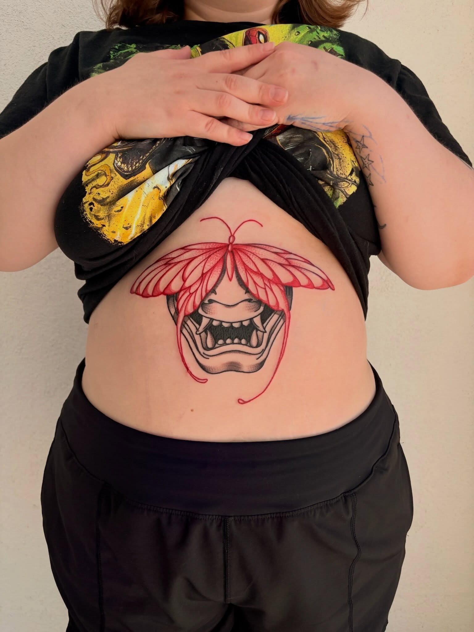 Demon mask japanese irezumi tattoo on the torso by tati 🇬🇺🇵🇭