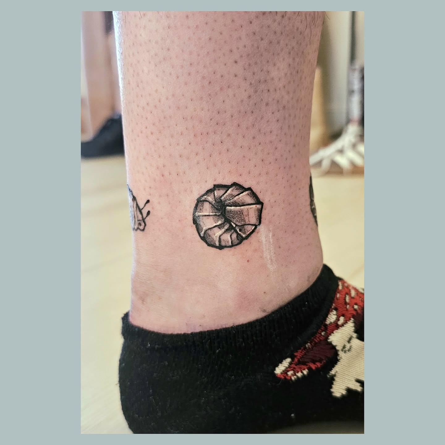 Geometric shape geometric tattoo on the calf by The Fabled Tattooist (Alyssa Summers), Eagle Point, Oregon