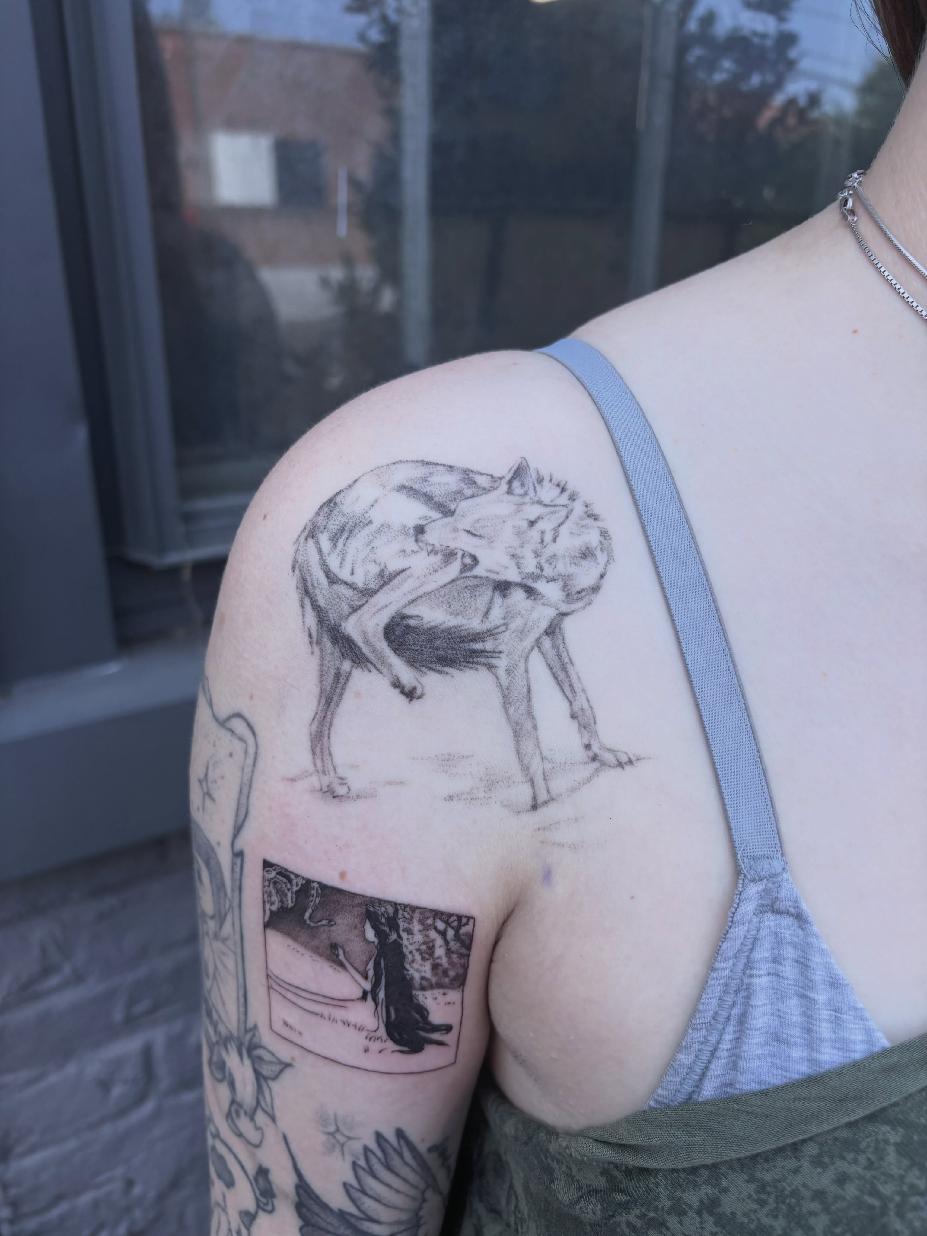 Tattoo by @sage.aries.ink — black_and_grey