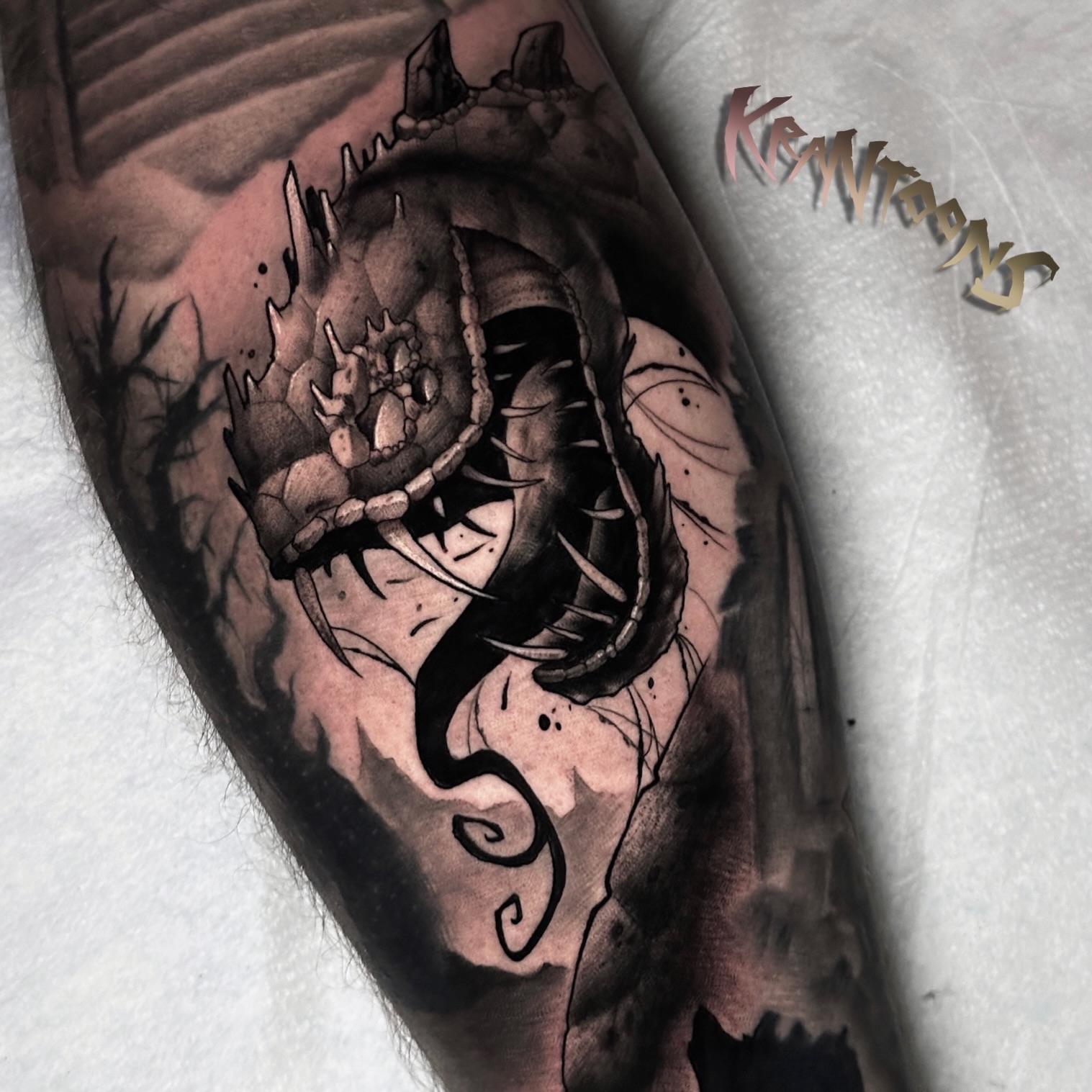 Tattoo by @krantoons — black_and_grey, realism