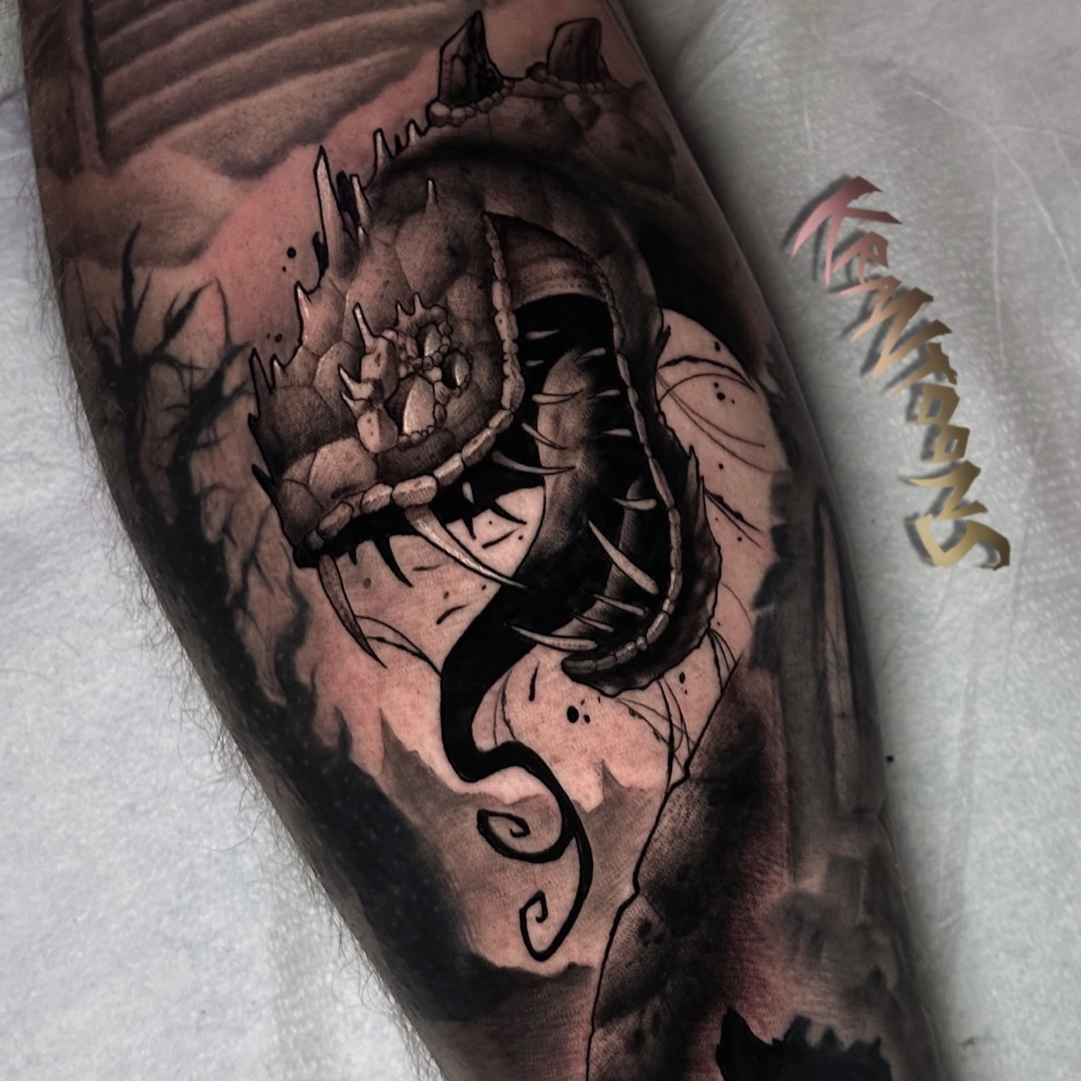 Tattoo by @krantoons — black_and_grey, realism