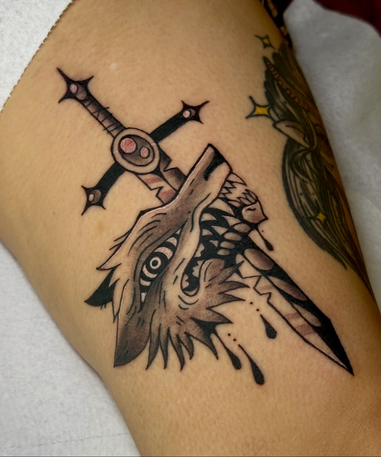 Tattoo by @kelviratats — american_traditional, black_and_grey