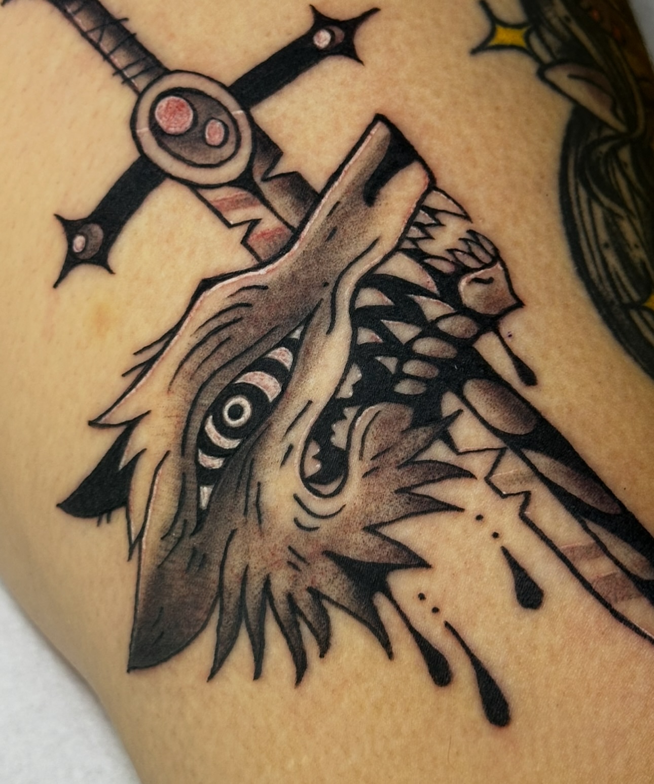 Tattoo by @kelviratats — american_traditional, black_and_grey