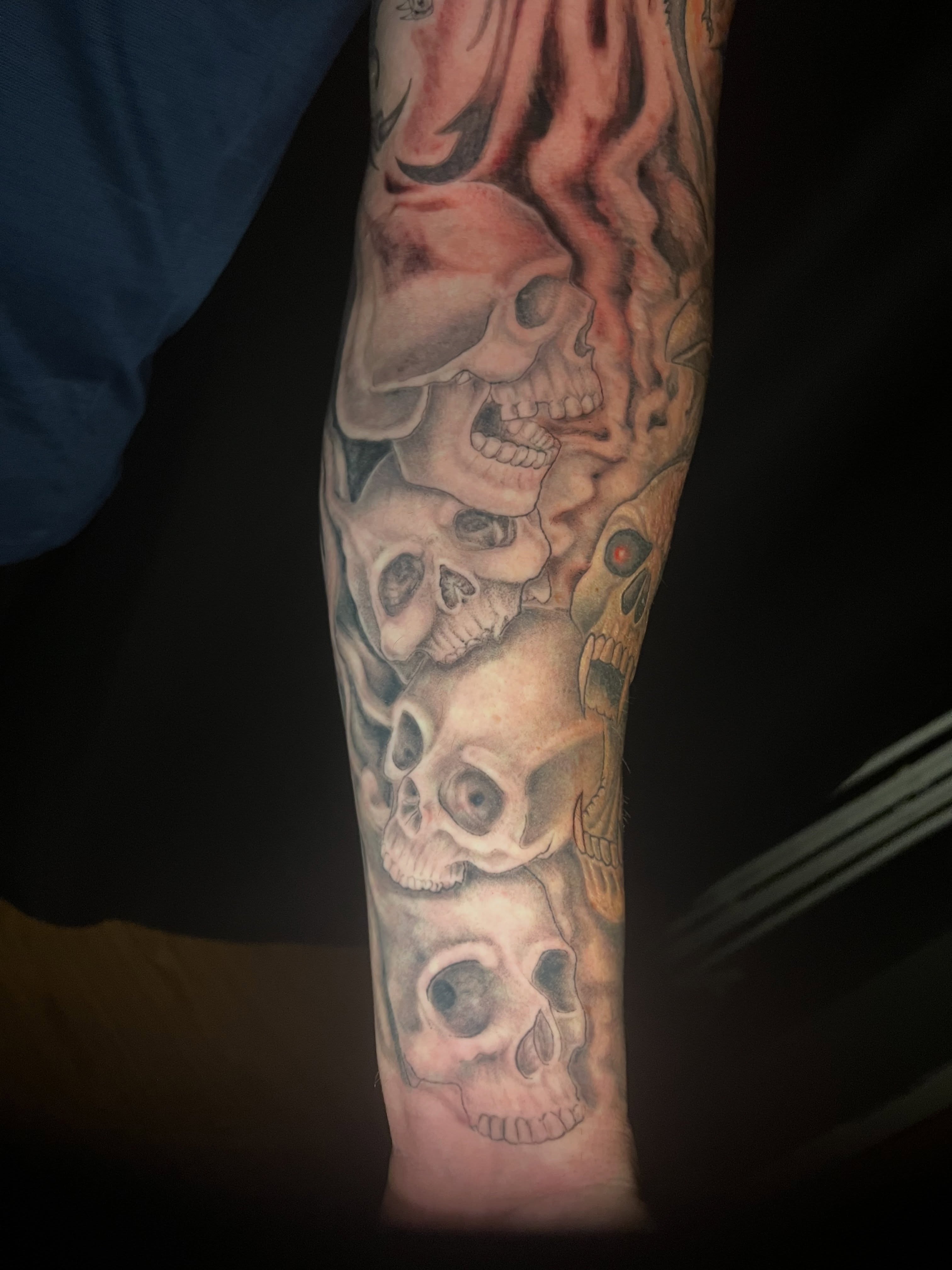 Skulls realism tattoo on the forearm by ใใใ๐บ๐ฒ