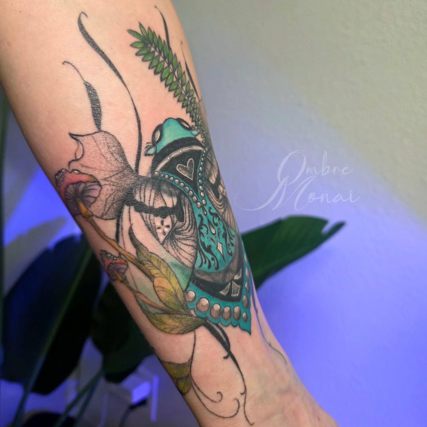 Tattoo by @ombre.monai — american_traditional, dotwork
