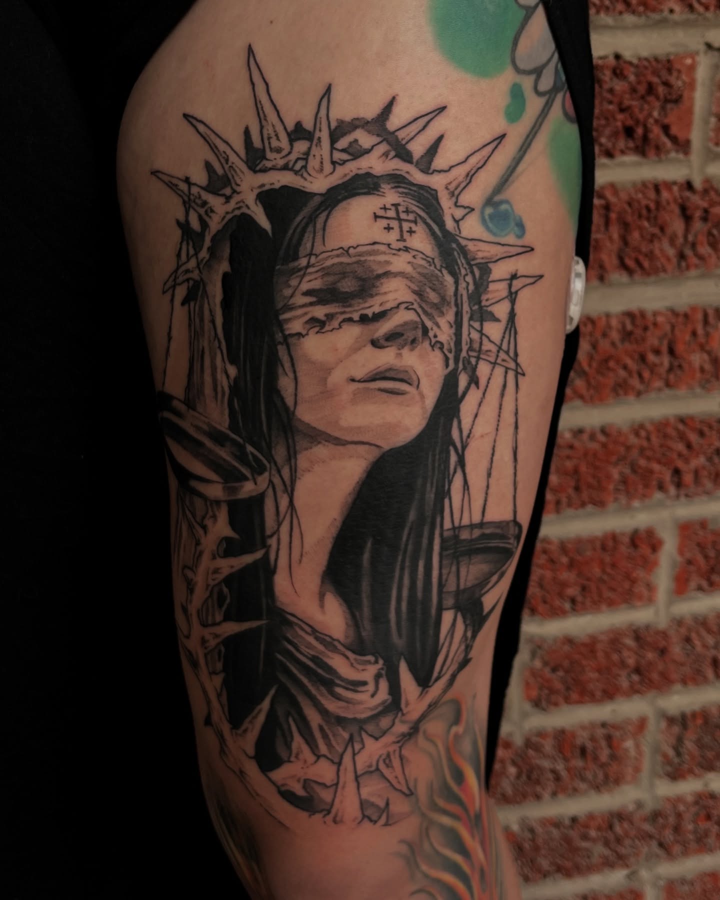 Statue of liberty realism tattoo on the forearm by Cameron Jenkins