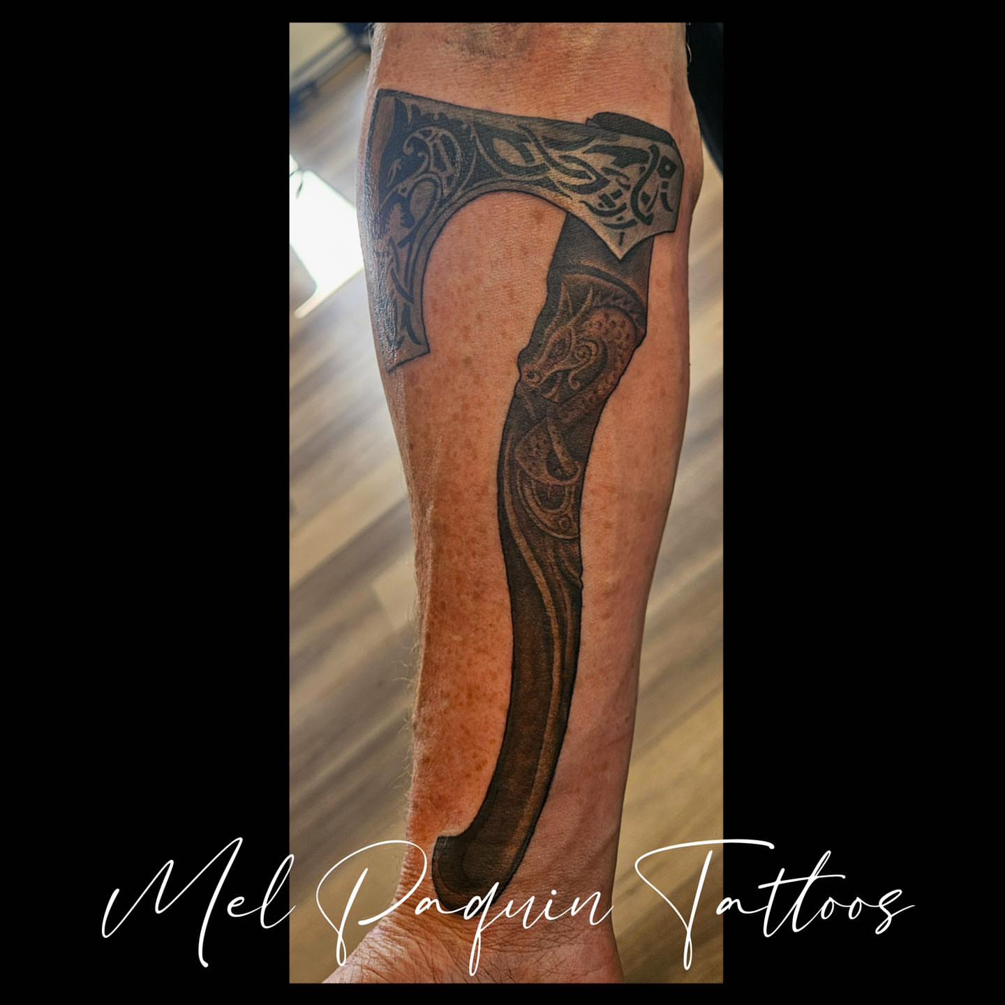 Tattoo by @melpaquintattoos — black_and_grey