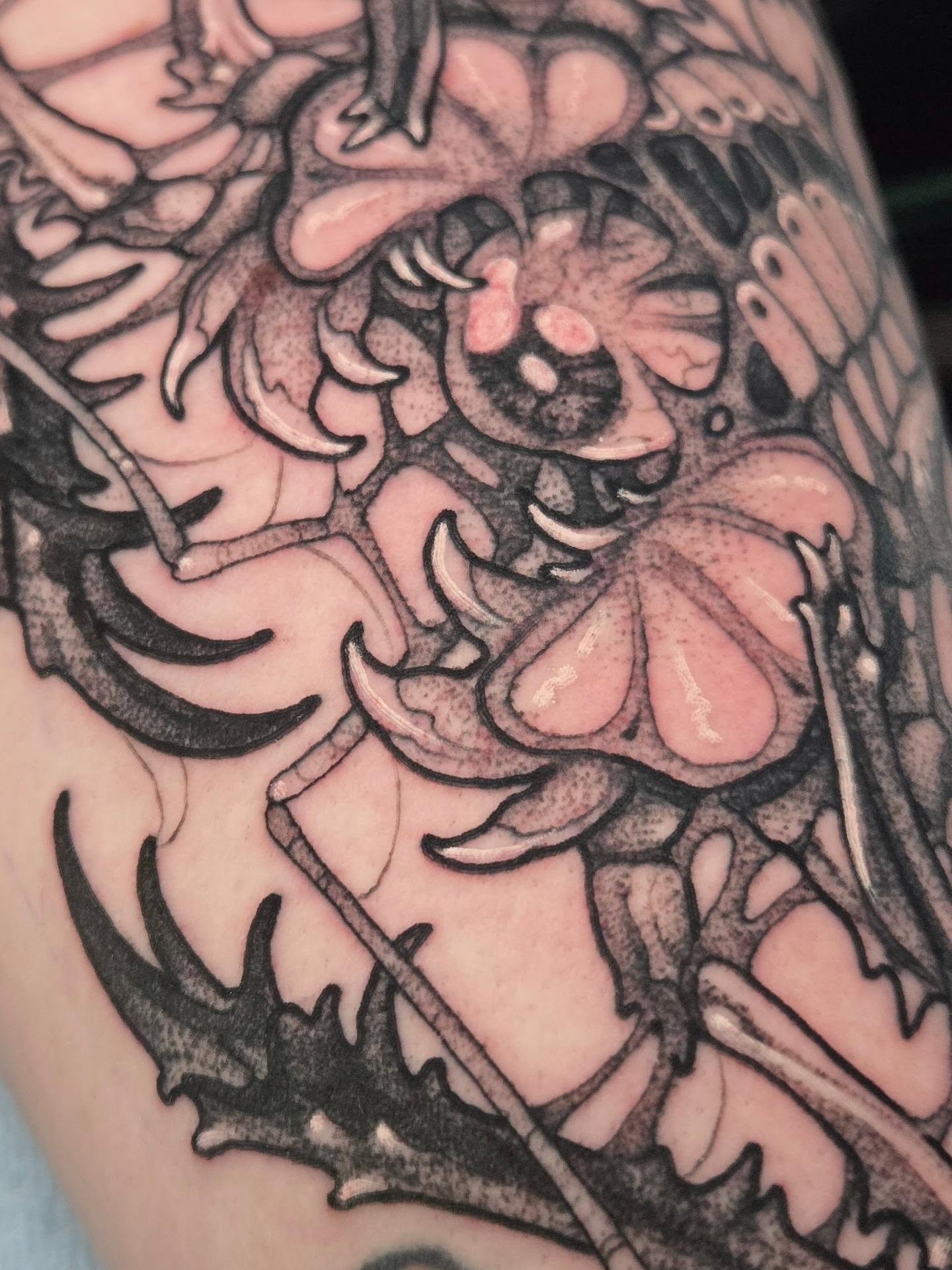 Floral arrangement black and grey tattoo on the forearm by ◇  Kristyn Kay  ◇ Tattoo Warlock, Des Moines, Iowa