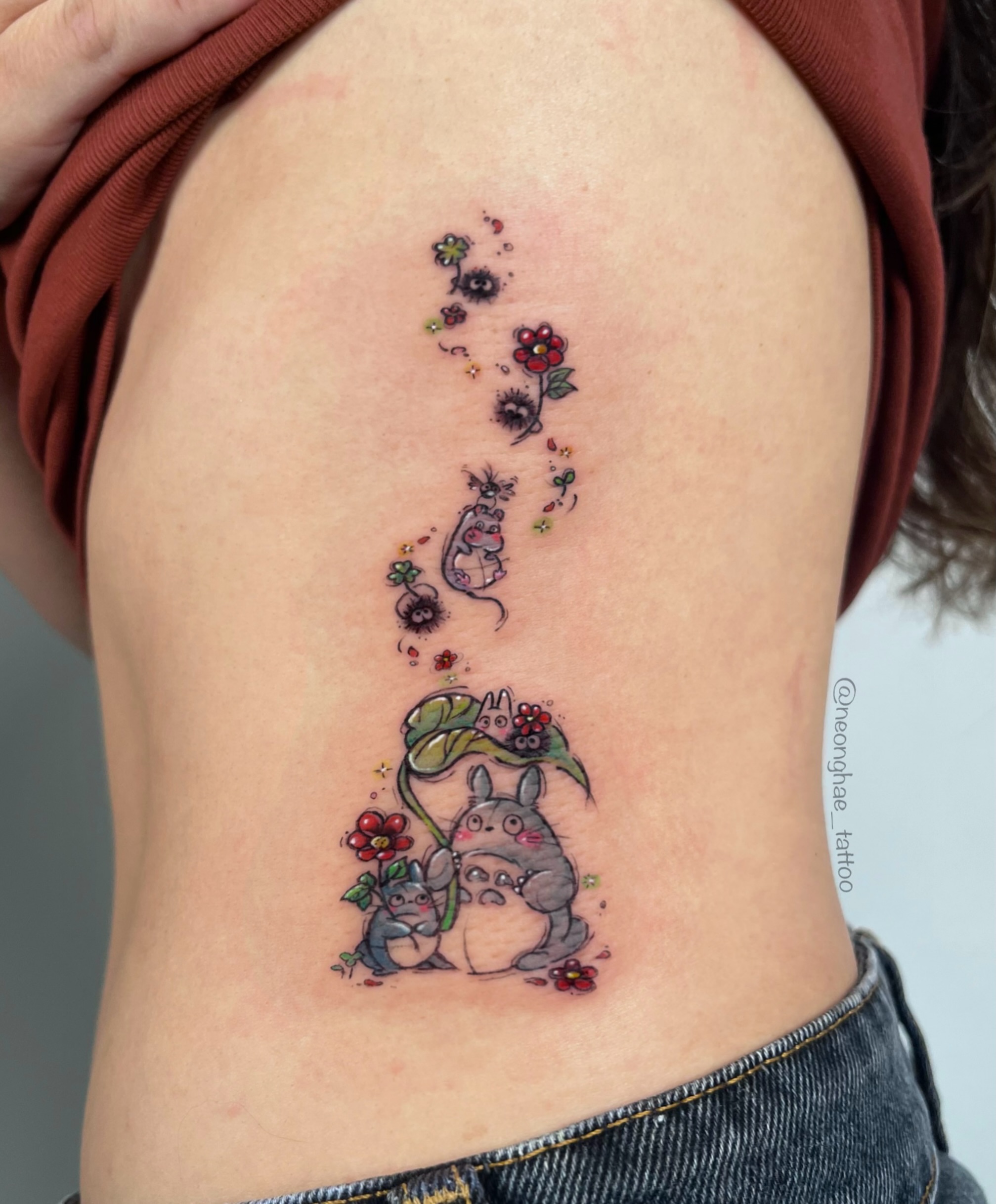 Tattoo by @neonghae_tattoo — dotwork, anime