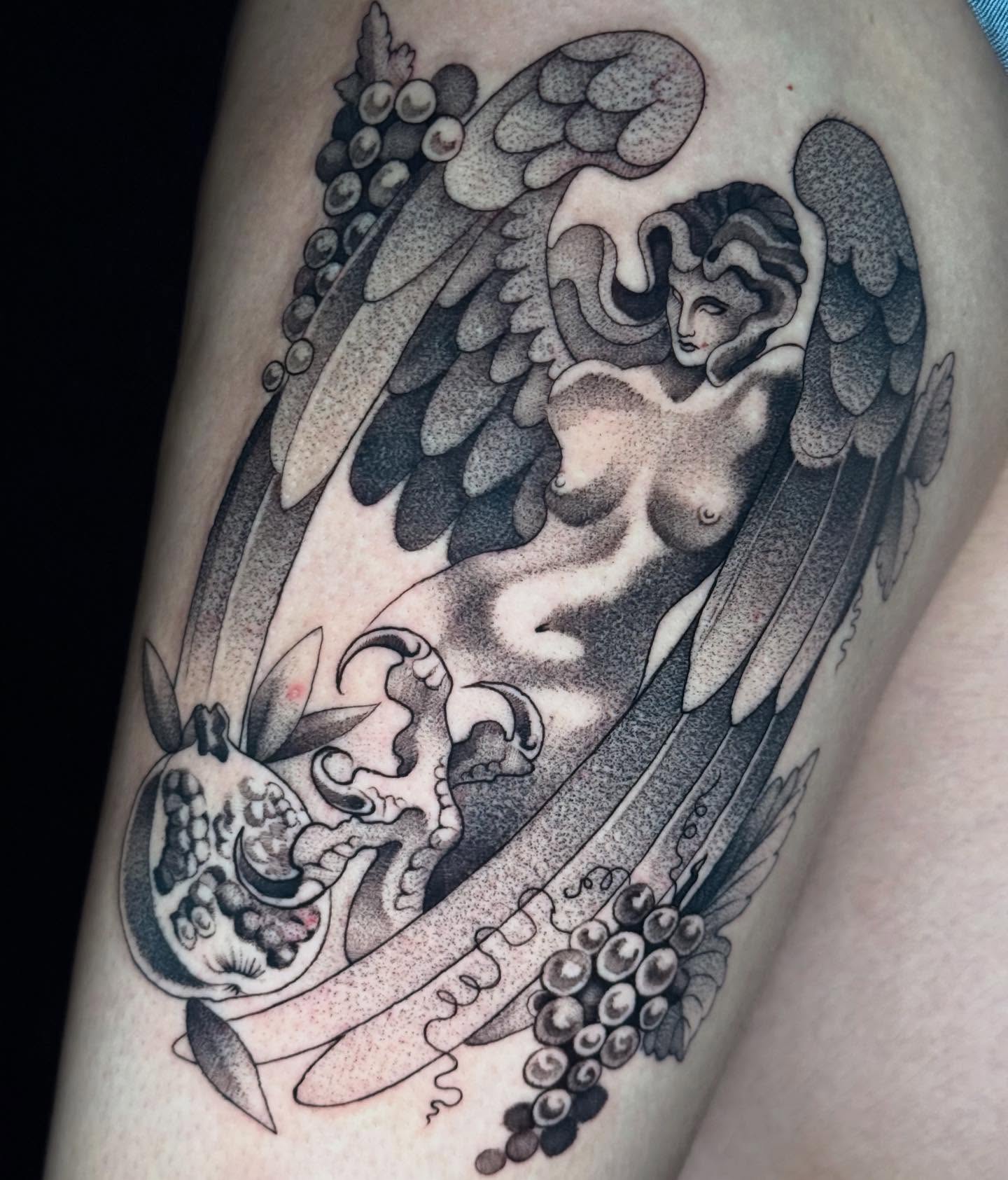 Tattoo by @mad_s_ink — black_and_grey, dotwork