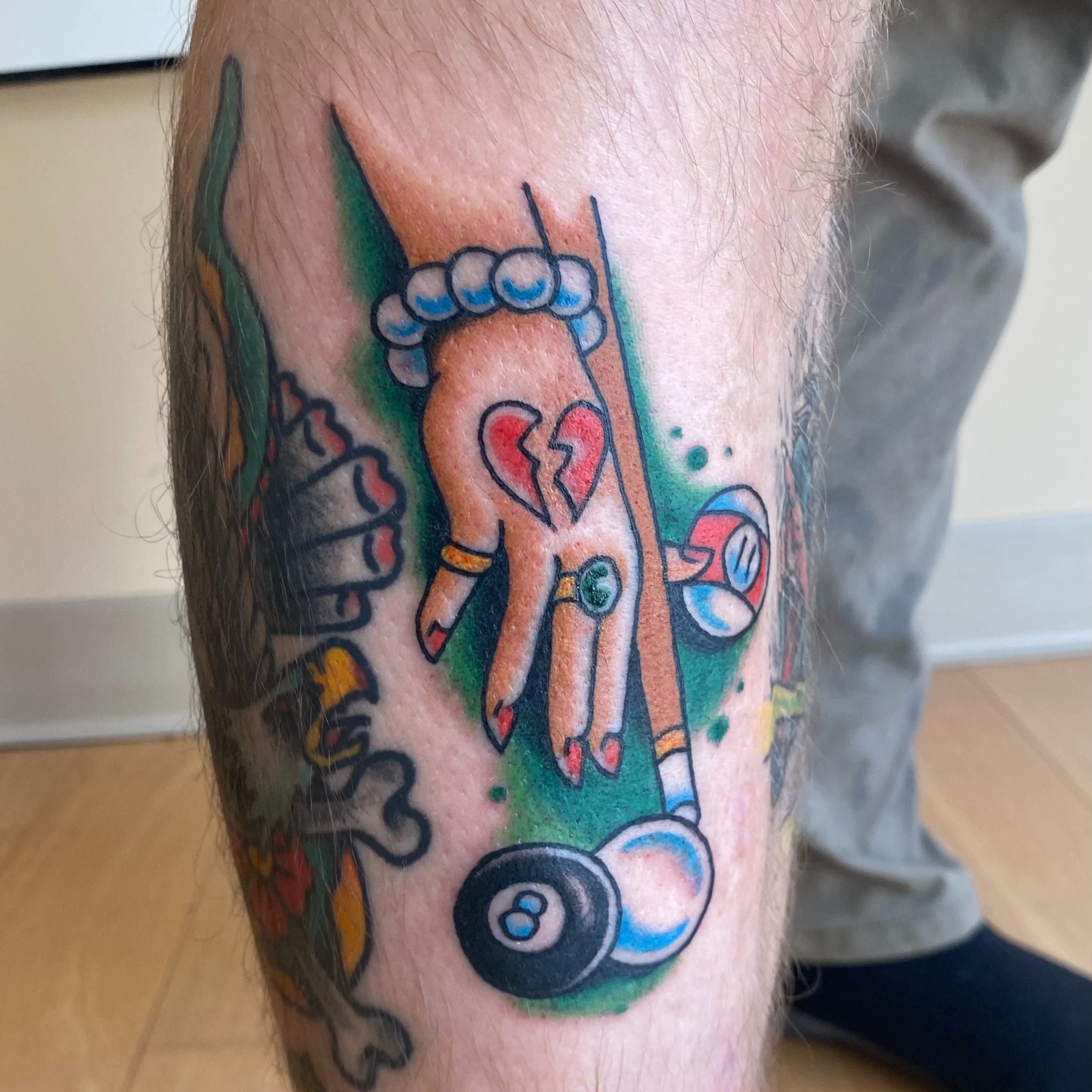 Broken heart American traditional tattoo on the forearm by @katie_tatts