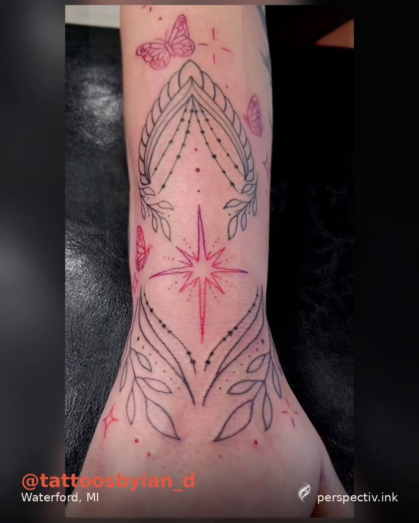 Tattoo by @perspectivink — dotwork, geometric