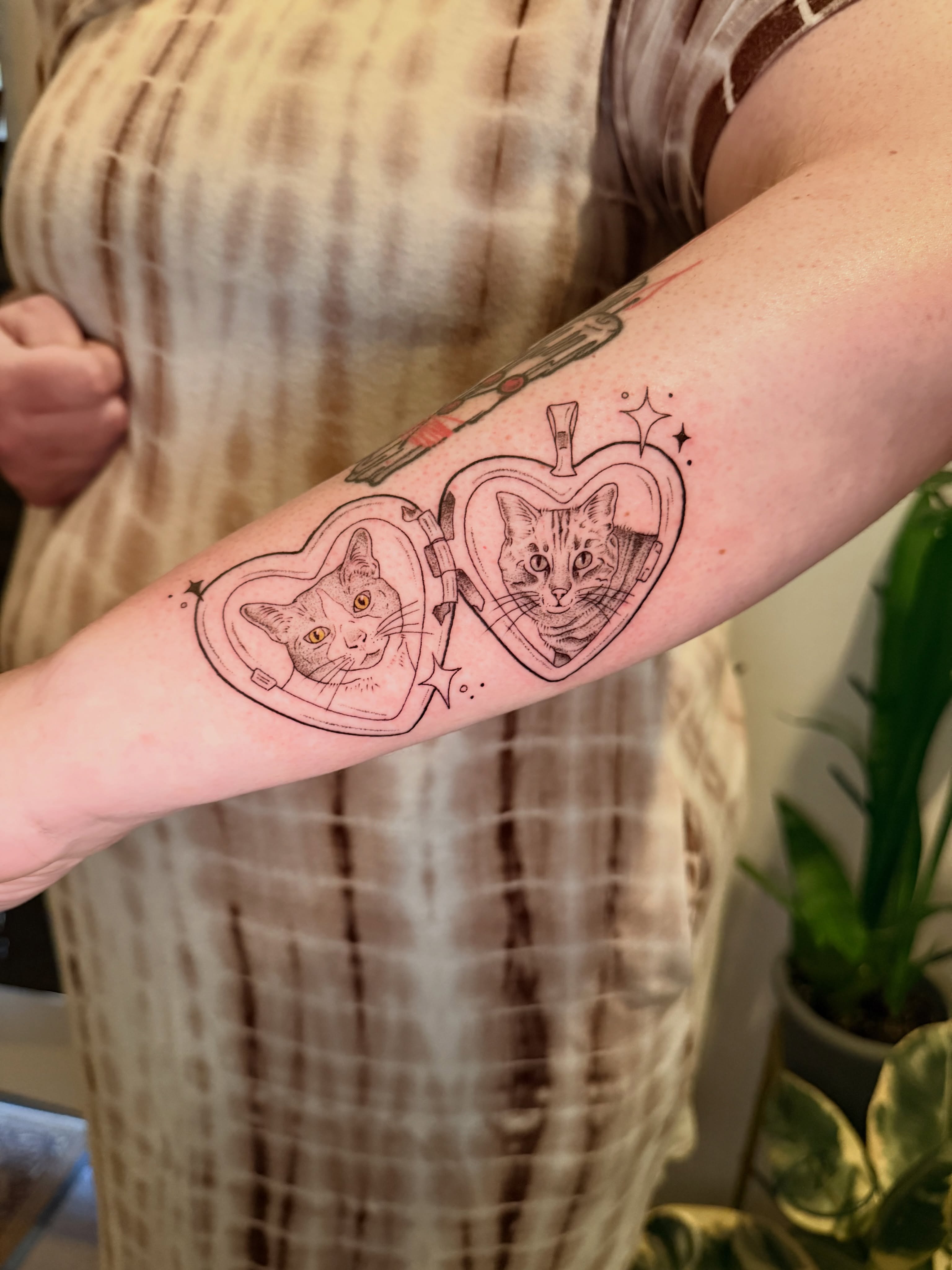 Cat black and grey tattoo on the forearm by ππ£ππ€π₯π ππ¦ππ‘π, Lakewood, Colorado