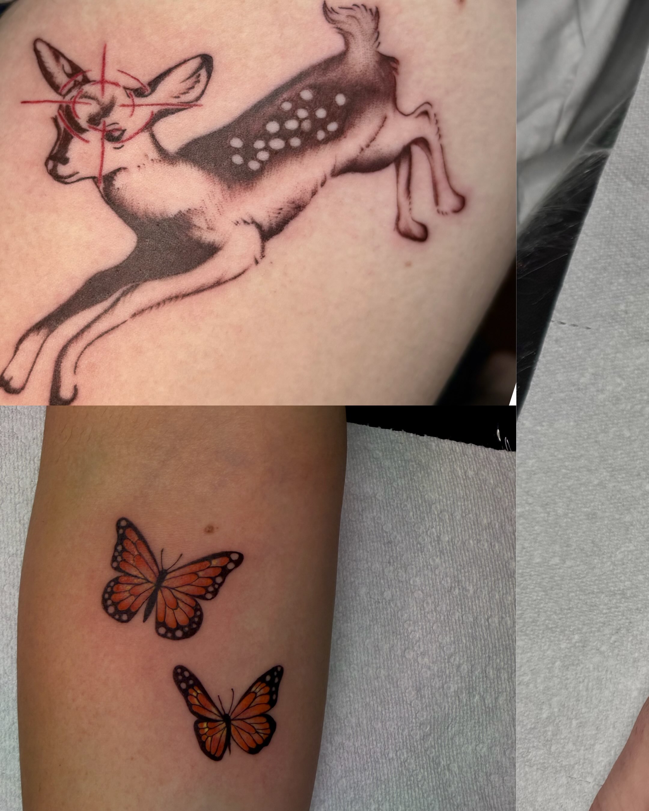 Deer with crosshairs realism tattoo on the forearm by Priscilla ☾ ⋆*・゚