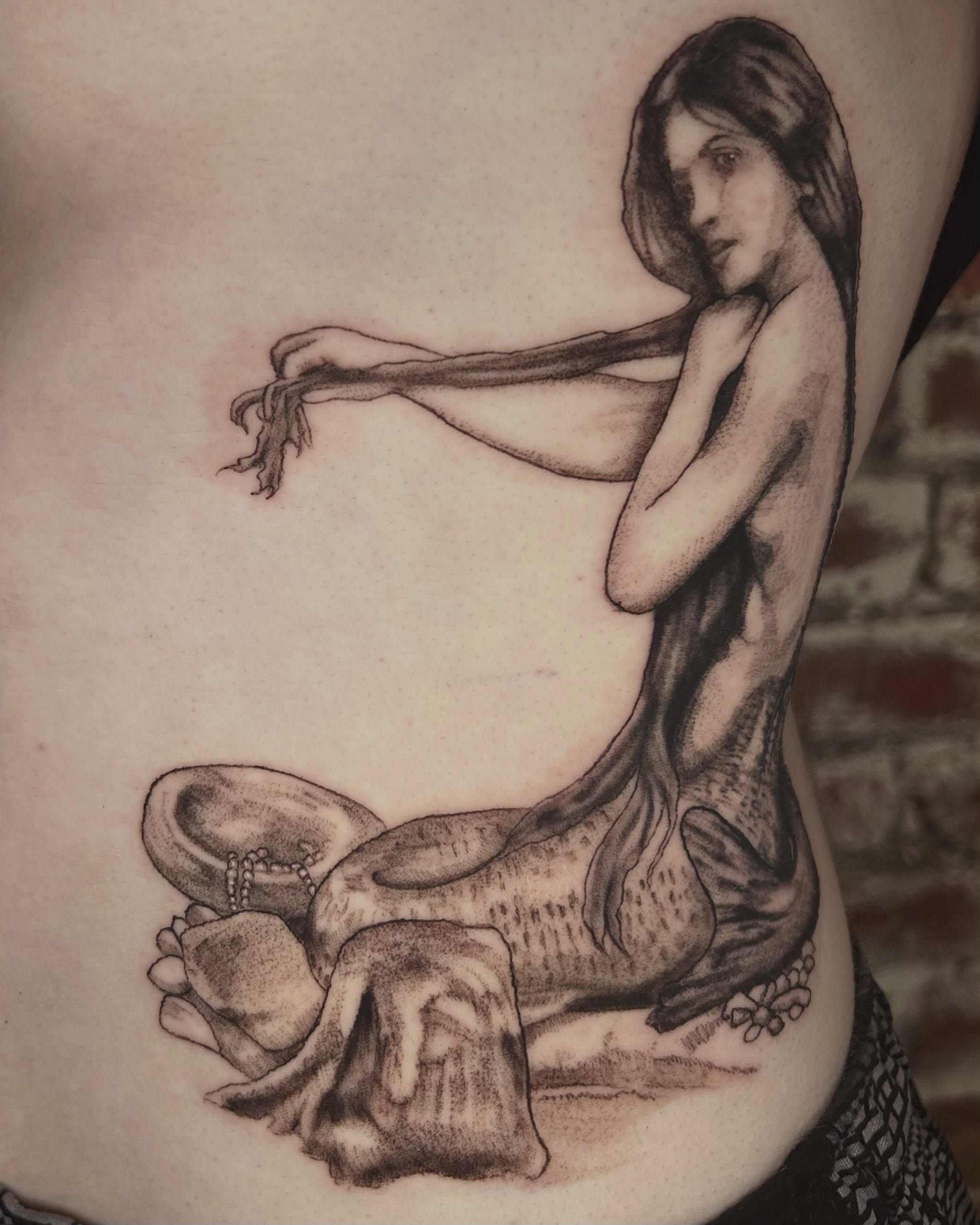 Mermaid realism tattoo on the torso by ๐๐๐๐๐๐ ๐๐๐๐๐๐ ๐๐๐๐๐๐