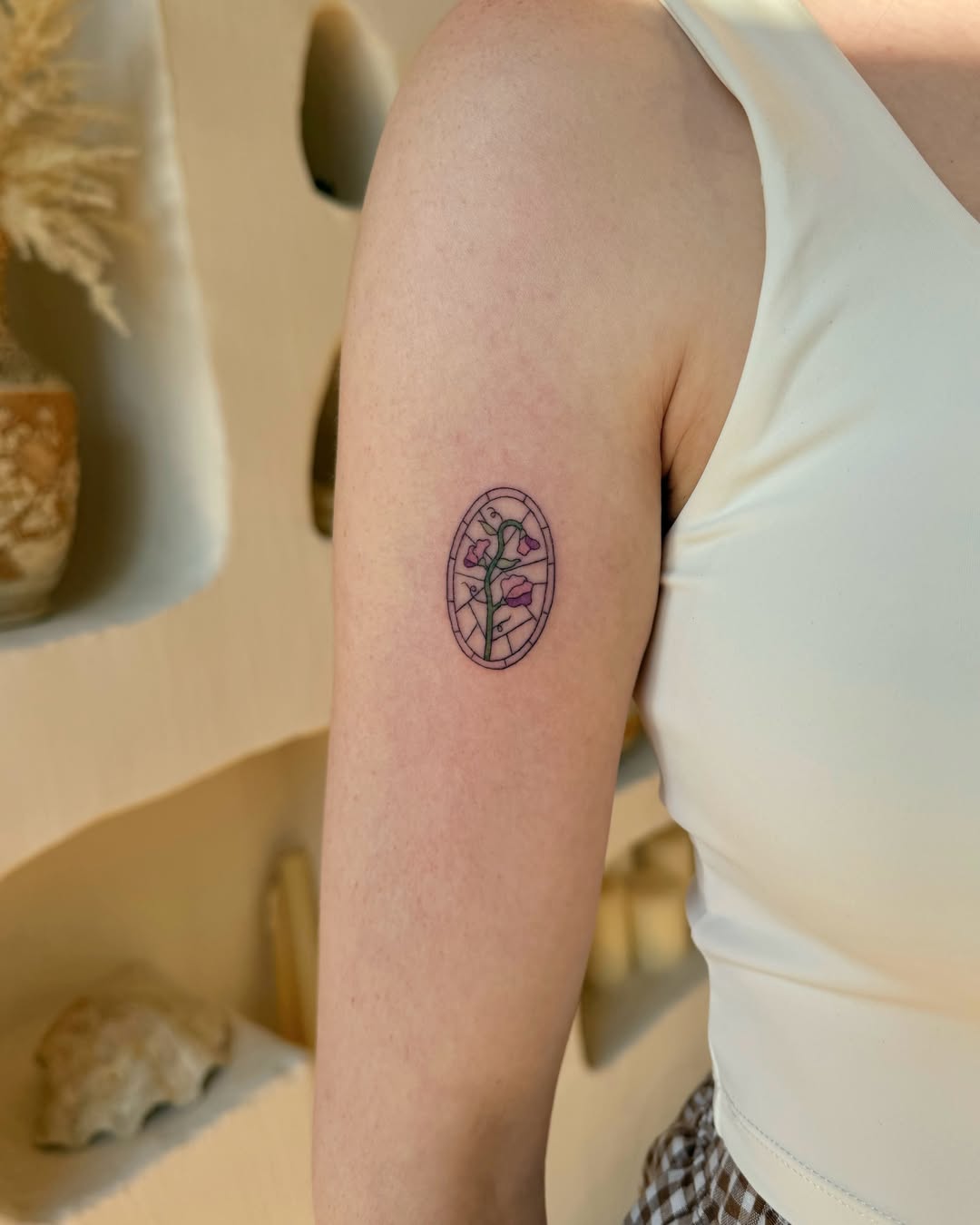 Flower in stained glass geometric tattoo on the forearm by Shilo Gold 🍒