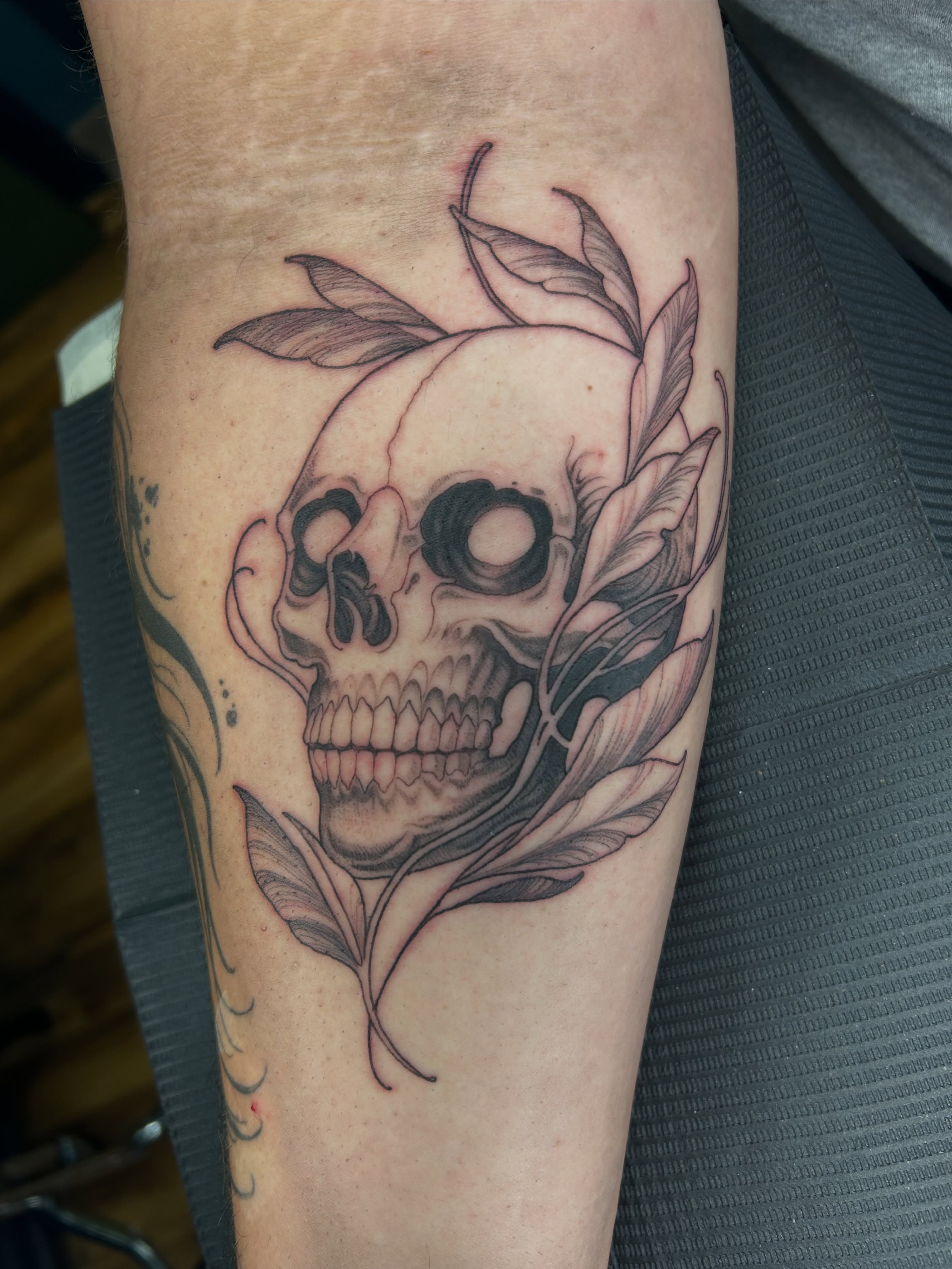Tattoo by @thecursedmagus — black_and_grey, realism