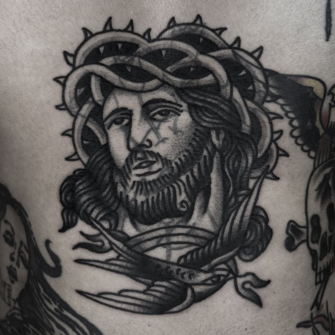 Medusa black and grey tattoo on the shoulder by π³πππ πΆπππππ