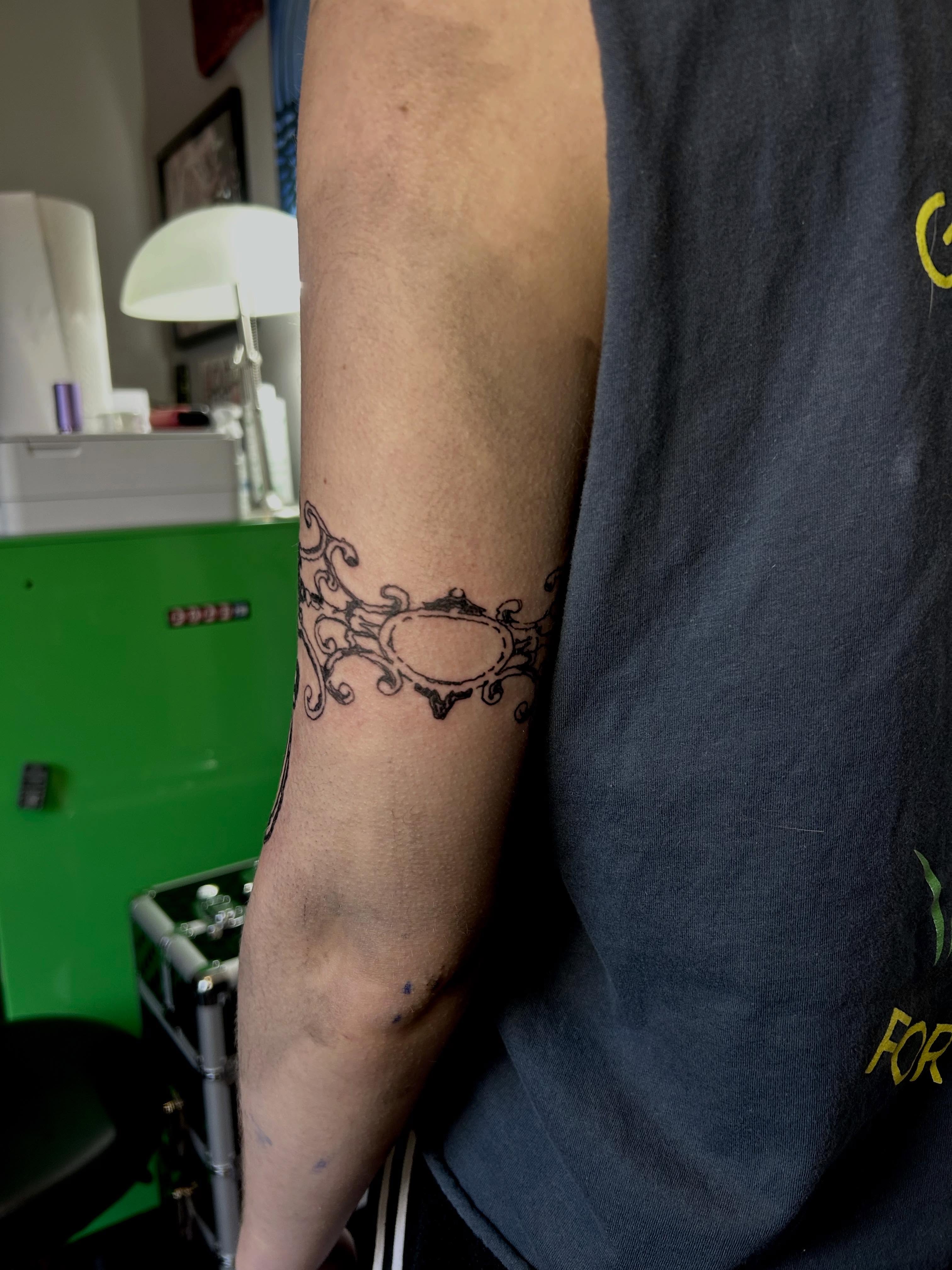 Ornamental frame ornamental tattoo on the forearm by (isa)ac ૮₍ ˃̵ࡇ˂̵ ₎ა