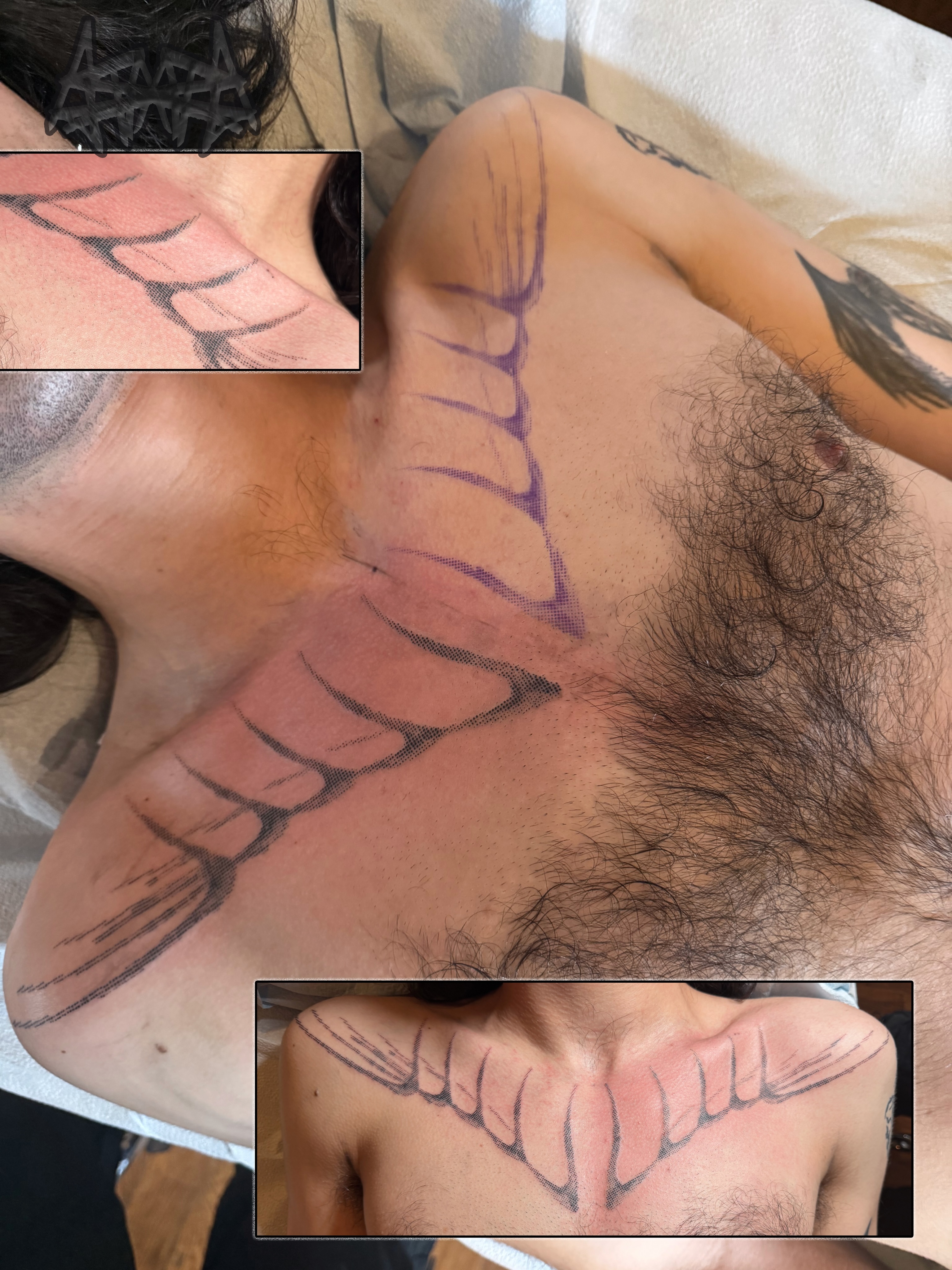 Ribs black and grey tattoo on the chest by Haza