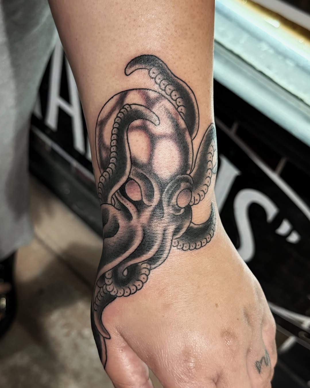 Octopus American traditional tattoo on the forearm by @sloanxkettering