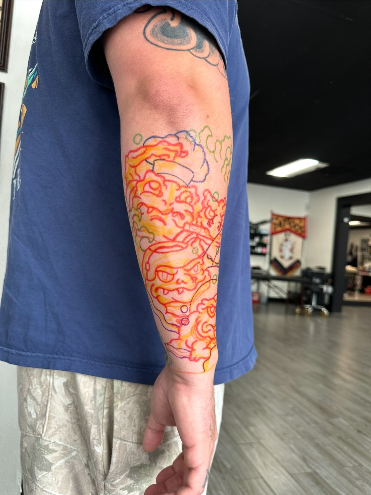Fire dragon japanese irezumi tattoo on the forearm by Logan Perry