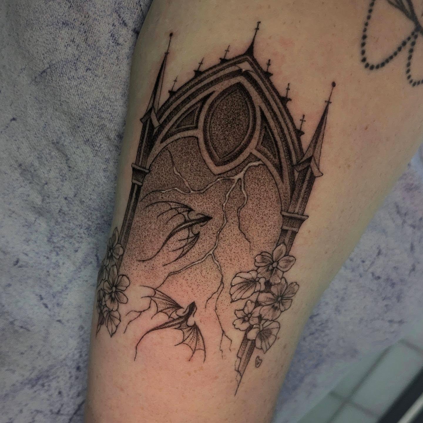 Tattoo by @jasdillonart — dotwork, black_and_grey