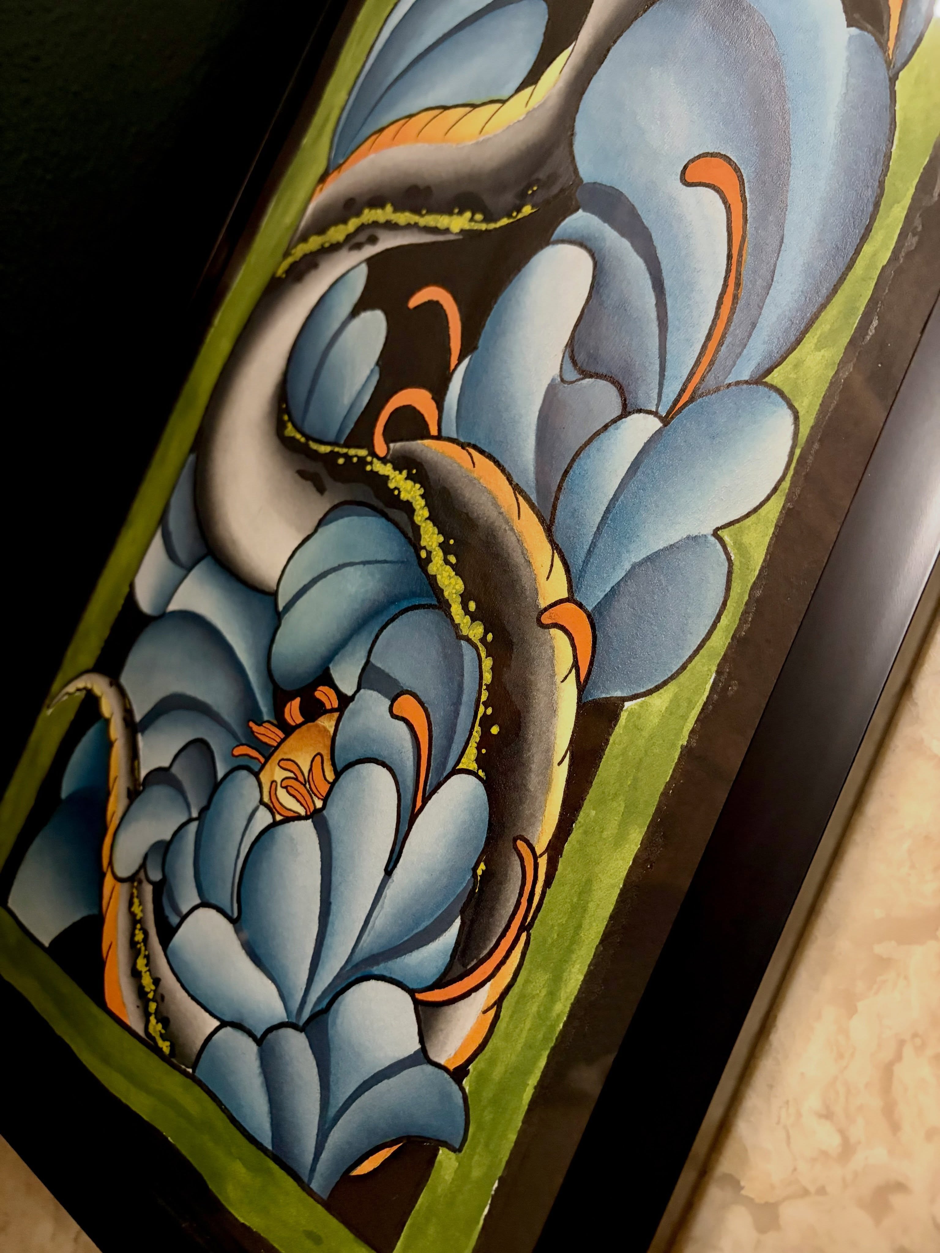 Lotus flower American traditional tattoo on the forearm by Ashley Lin Las Vegas Tattoo Artist