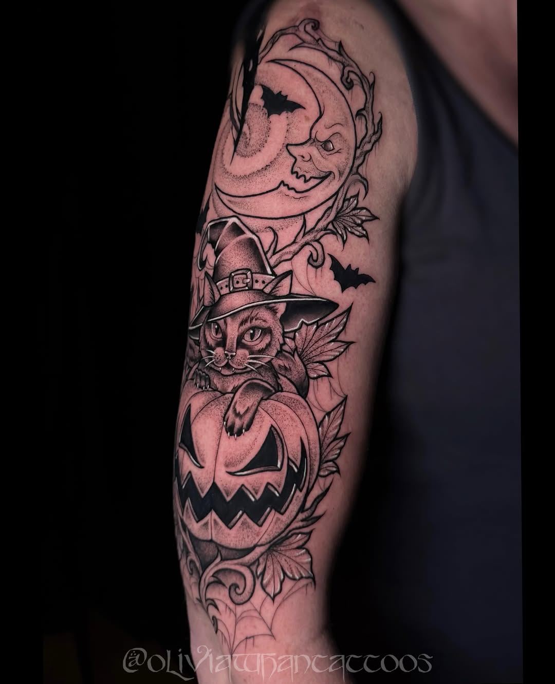 Tattoo by @oliviawhantattoos — dotwork, black_and_grey