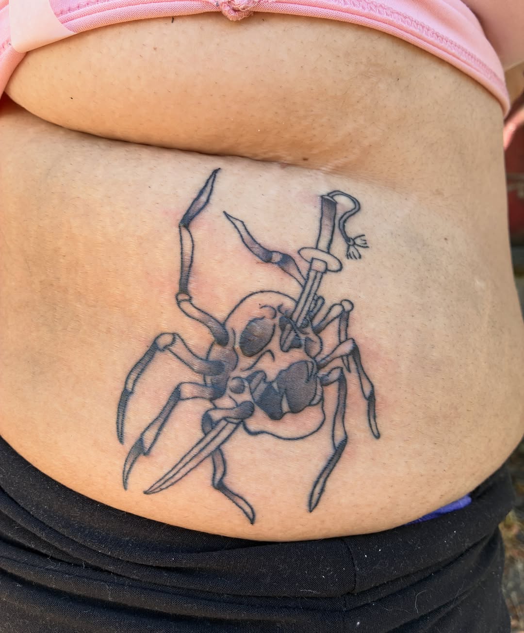 Spider geometric tattoo on the torso by Xin.H